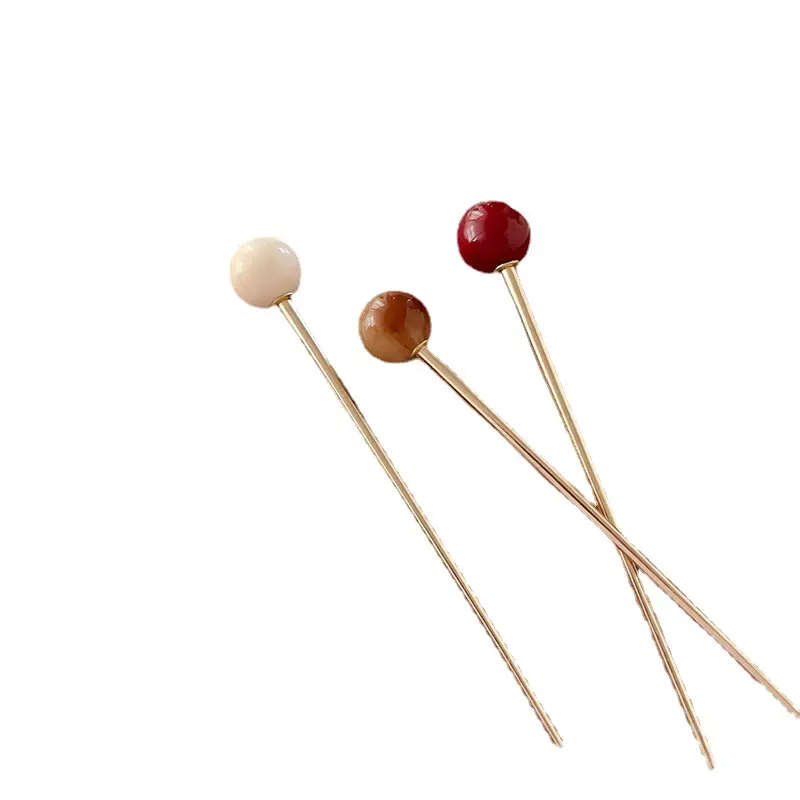 15cm Creative Ball Shape Hairpin For Women Sweety Dopamine Color Hair Stick Daily Hair Accessories Exquisite Hair Pins Hairclips
