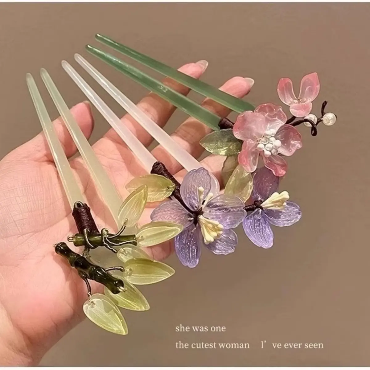 Charmful U Shaped Hairpin For Women Chinese Style Flower Hair Stick Girls Fashion Hair Accessories Elegant Fairy Floral Hair Pin