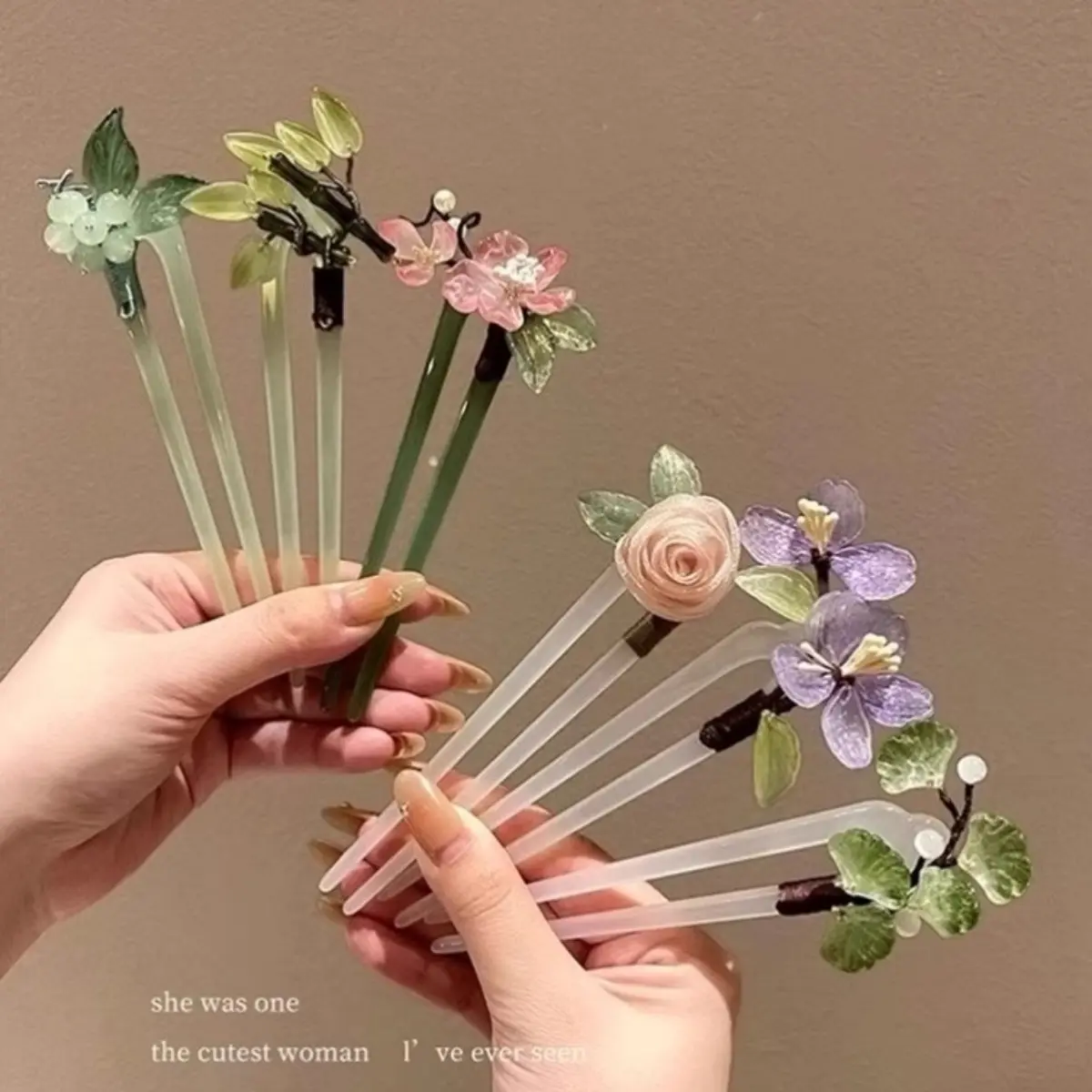 Charmful U Shaped Hairpin For Women Chinese Style Flower Hair Stick Girls Fashion Hair Accessories Elegant Fairy Floral Hair Pin