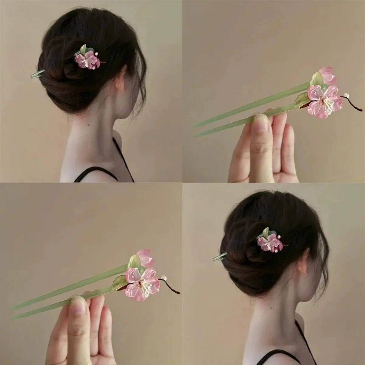 Charmful U Shaped Hairpin For Women Chinese Style Flower Hair Stick Girls Fashion Hair Accessories Elegant Fairy Floral Hair Pin