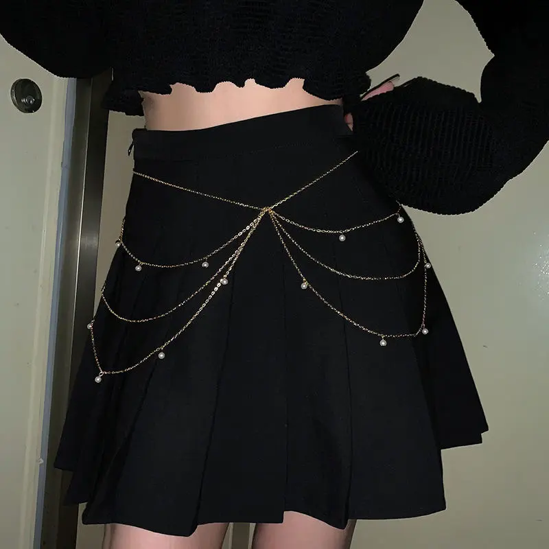 Y2K Metal Waist Chain For Women Trendy Multi Layer Pearl Belt Girls Fashionable Jewelry Waist Chain Summer Sexy Body Chain