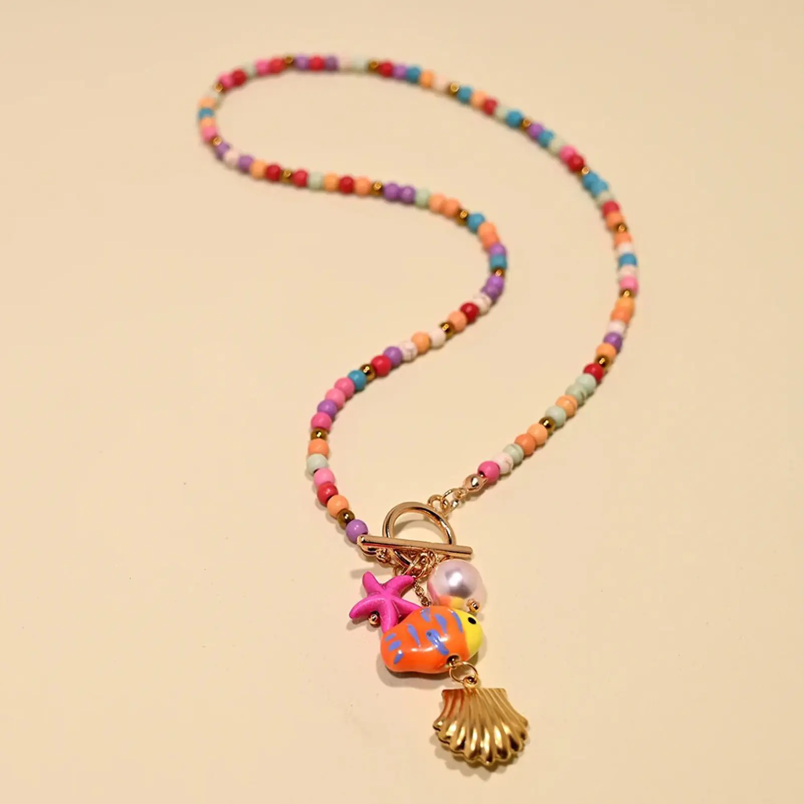 Bohemian Style Bead Necklace Ocean Element Shell Pearl Pendant Neck Chain For Women Summer Beach Trendy Jewelry Clavicle Chain