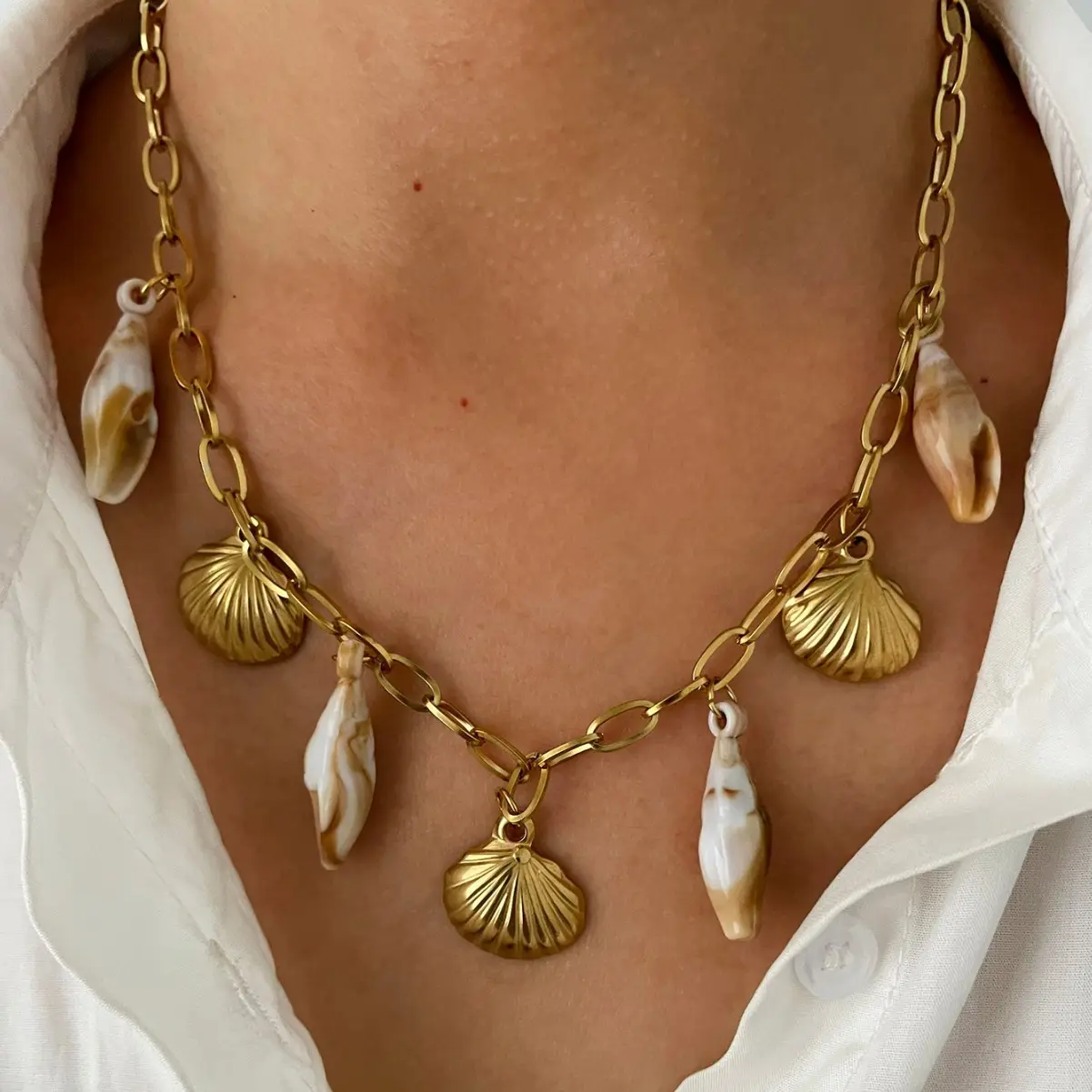 Ethnic Style Matte Bead Necklace Summer Outdoor Beach Body Chain Light Luxury Fashionable Necklace Women's Trendy Accessories
