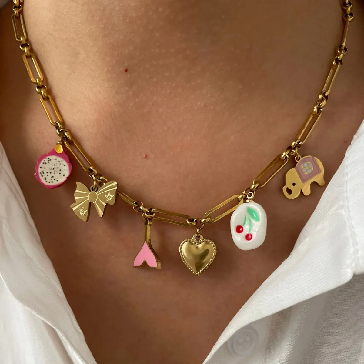 Fashionable Women's Jewelry Necklace Summer Ocean Element Necklace Vintage Matte Metal Necklace Trendy Playful Pearl Body Chain