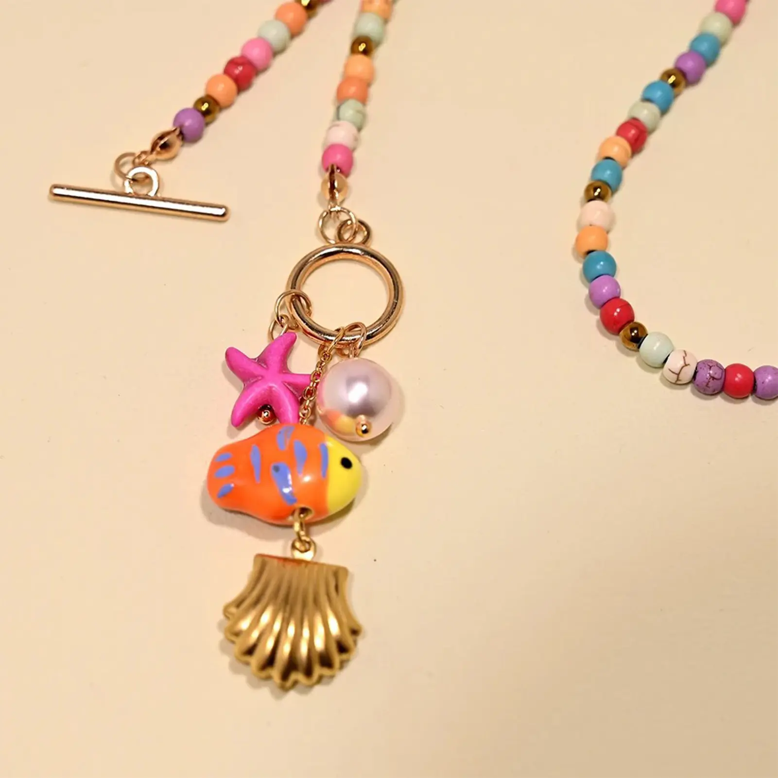 Bohemian Style Bead Necklace Ocean Element Shell Pearl Pendant Neck Chain For Women Summer Beach Trendy Jewelry Clavicle Chain