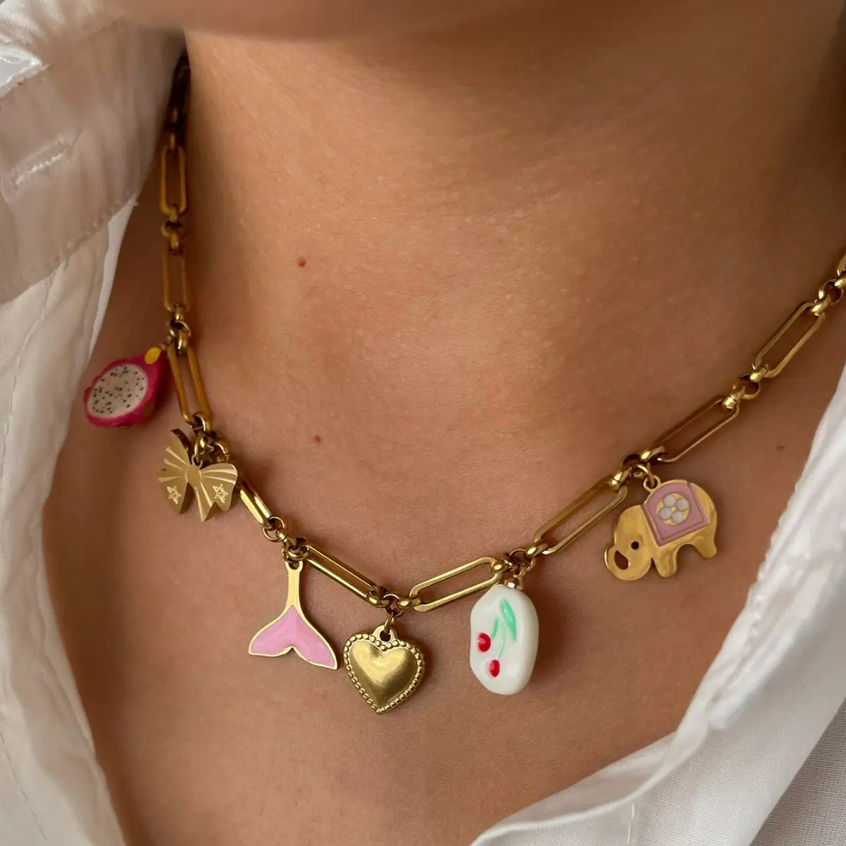 Fashionable Women's Jewelry Necklace Summer Ocean Element Necklace Vintage Matte Metal Necklace Trendy Playful Pearl Body Chain