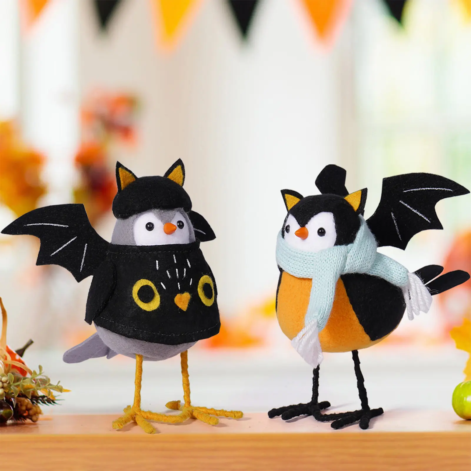 Handmade Halloween Bird Ornament Cute Fabric Bat Ghost Bird Decoration For Cabinet Dining Table Window 2025 Party Decor Props