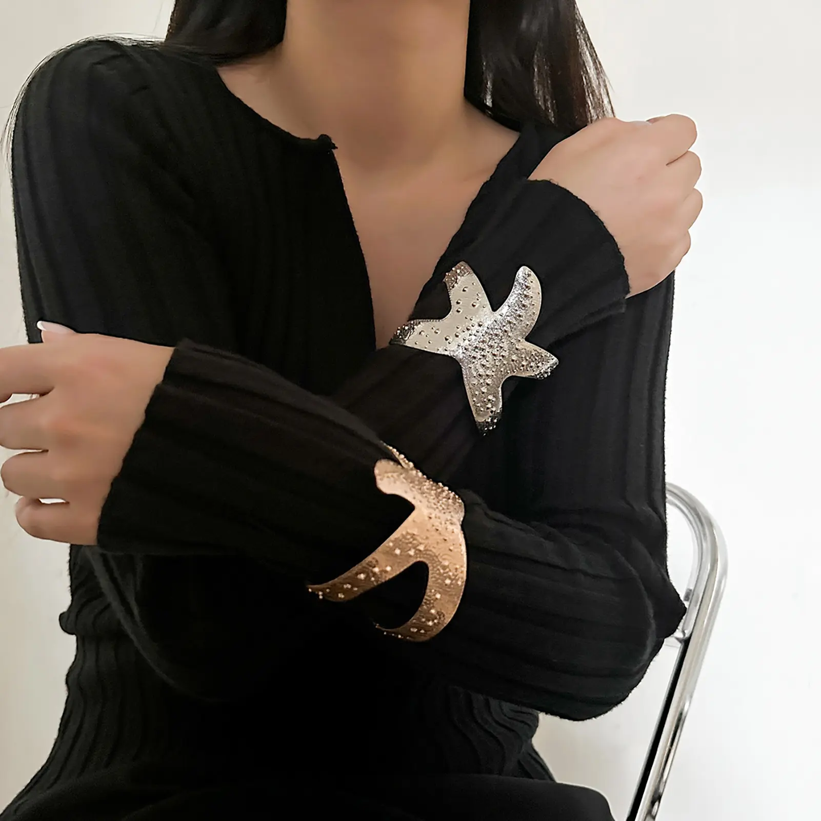 Fashion Flower Ring Bracelet For Women Irregular Ocean Element Ring Set Girls Summer Trendy Hand Decor Jewelry Accessories