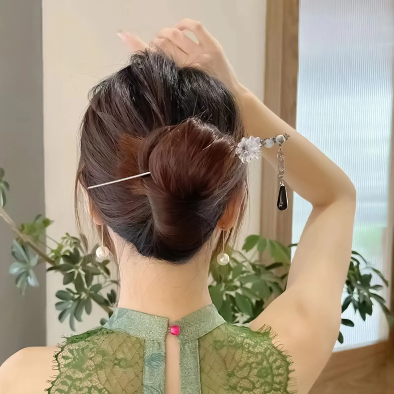 Vintage Chinese Style Hair Stick Elegant Ink Wash Camellia Hairpin For Women Girls Spring Atmosphere Hair Accessory Girls Gifts