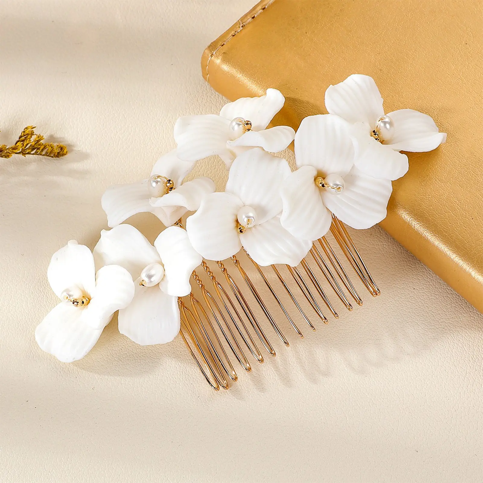 U Shape Women's Hairpin Ceramic Flower Hair Stick Elegant White Floral Pearl Hair Stick For Girls Wedding Hair Accessories