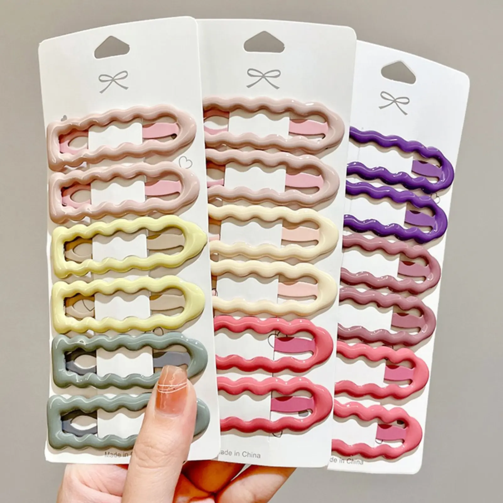 6pcs Macaron Hair Clip For Women Sweety Dopamine BB Clips INS Style Wavy Duckbill Clip Girls Daily Life Fashion Hair Accessories