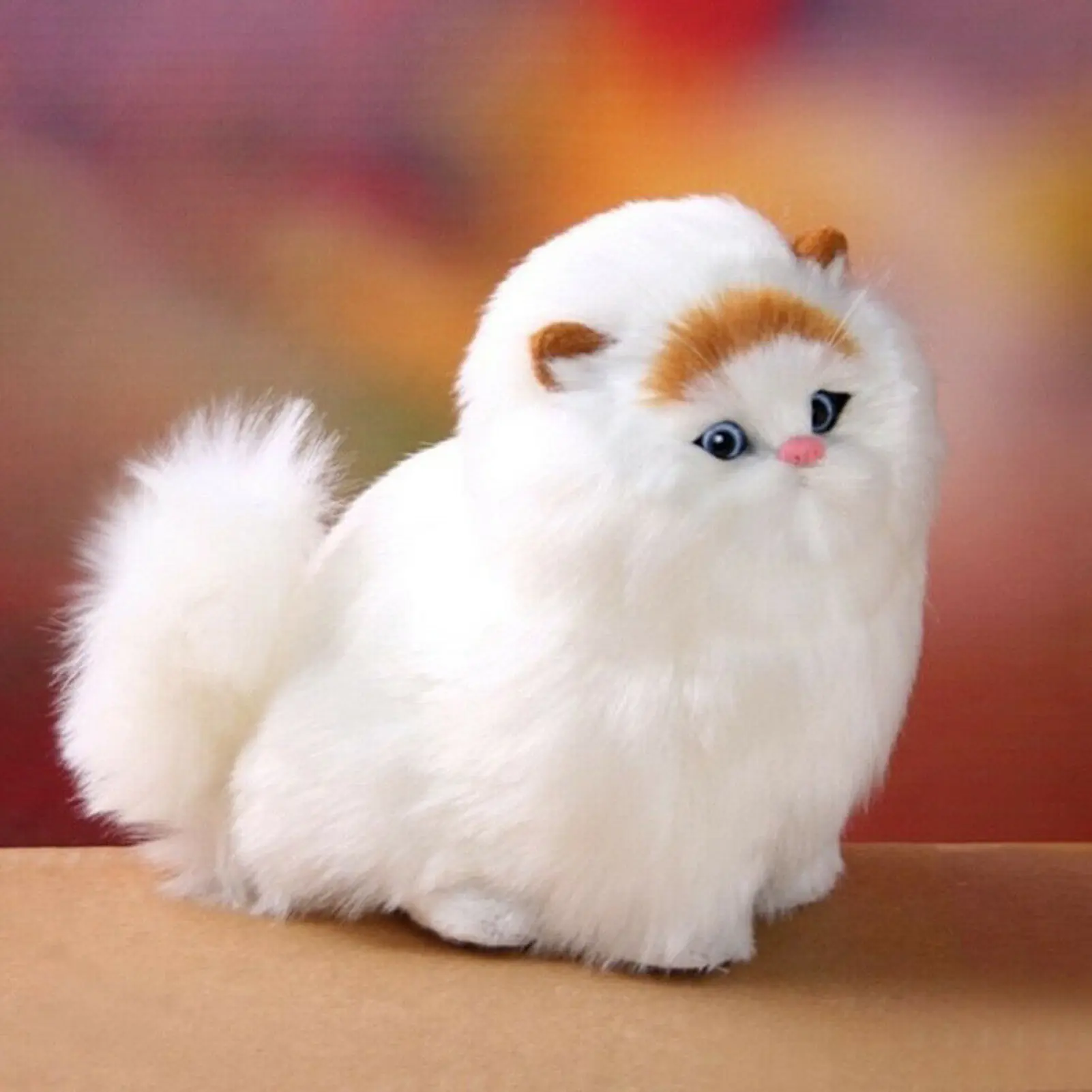 Simulated Cat Doll Ornament Cute Long Haired Cat Electronic Doll Soft And Fluffy Plush Cat Model Children's Day Gift For Kids