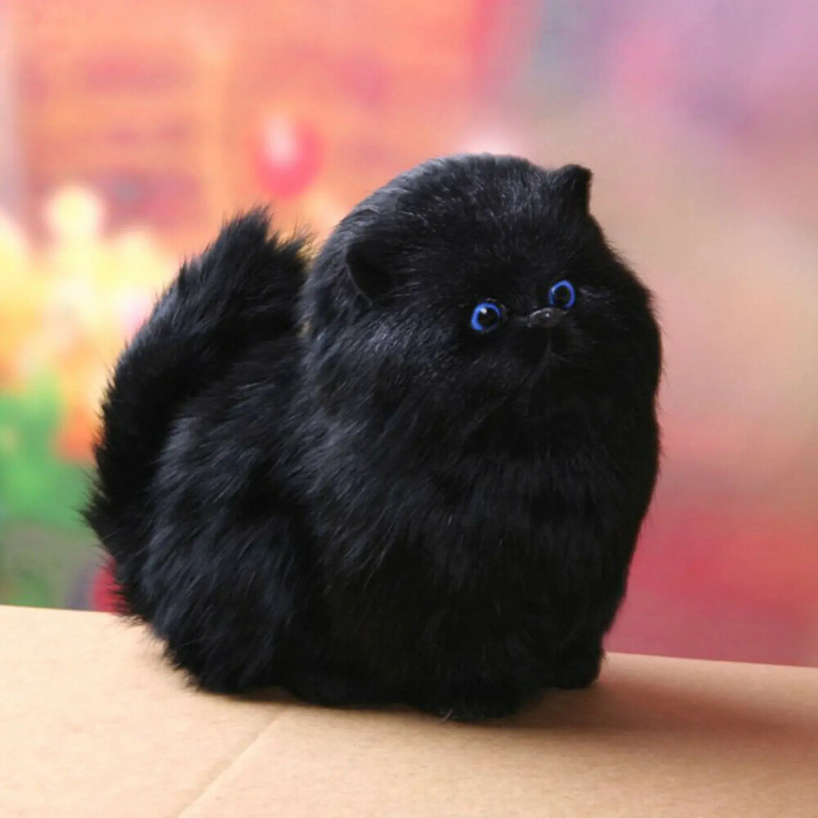 Simulated Cat Doll Ornament Cute Long Haired Cat Electronic Doll Soft And Fluffy Plush Cat Model Children's Day Gift For Kids