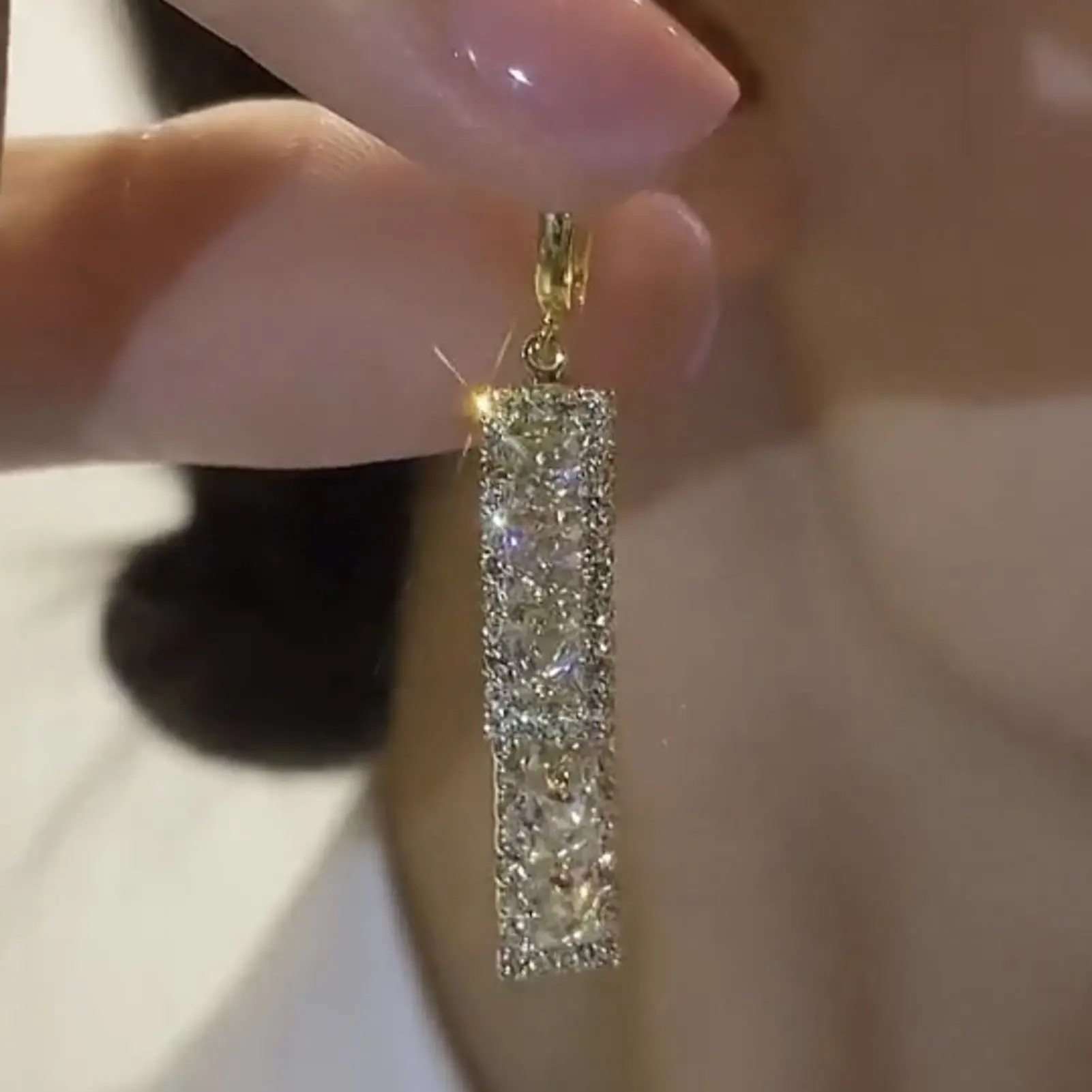 Glitter Tassel Earrings For Women Fashionable Trendy Full Rhinestone Zircon Earrings Exquisite Geometric Jewelry Ear Accessories