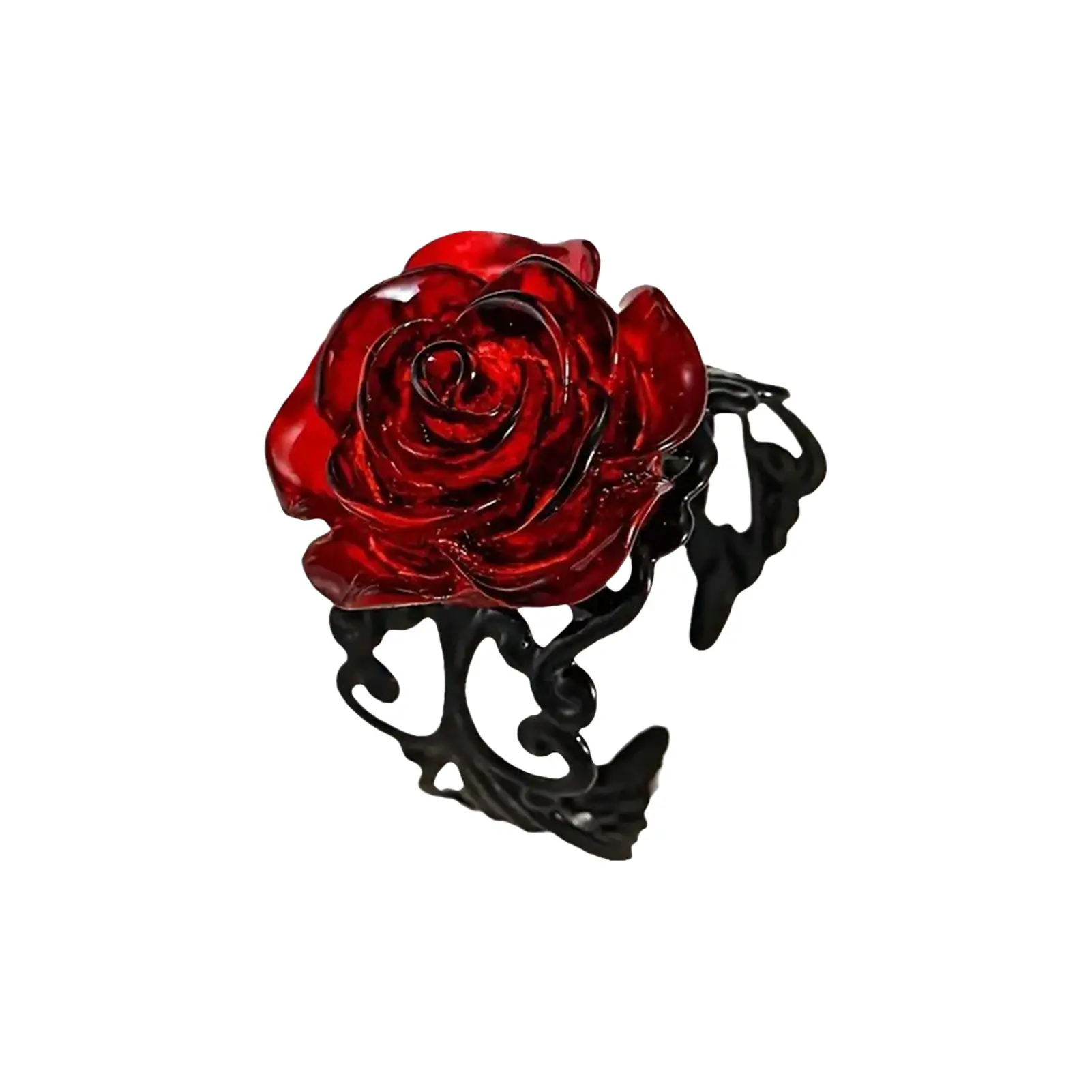 Gothic Style Ring For Women Red Rose Black Thorn Open Ring Halloween Decorative Ring Anime Cosplay Props Jewelry Accessories