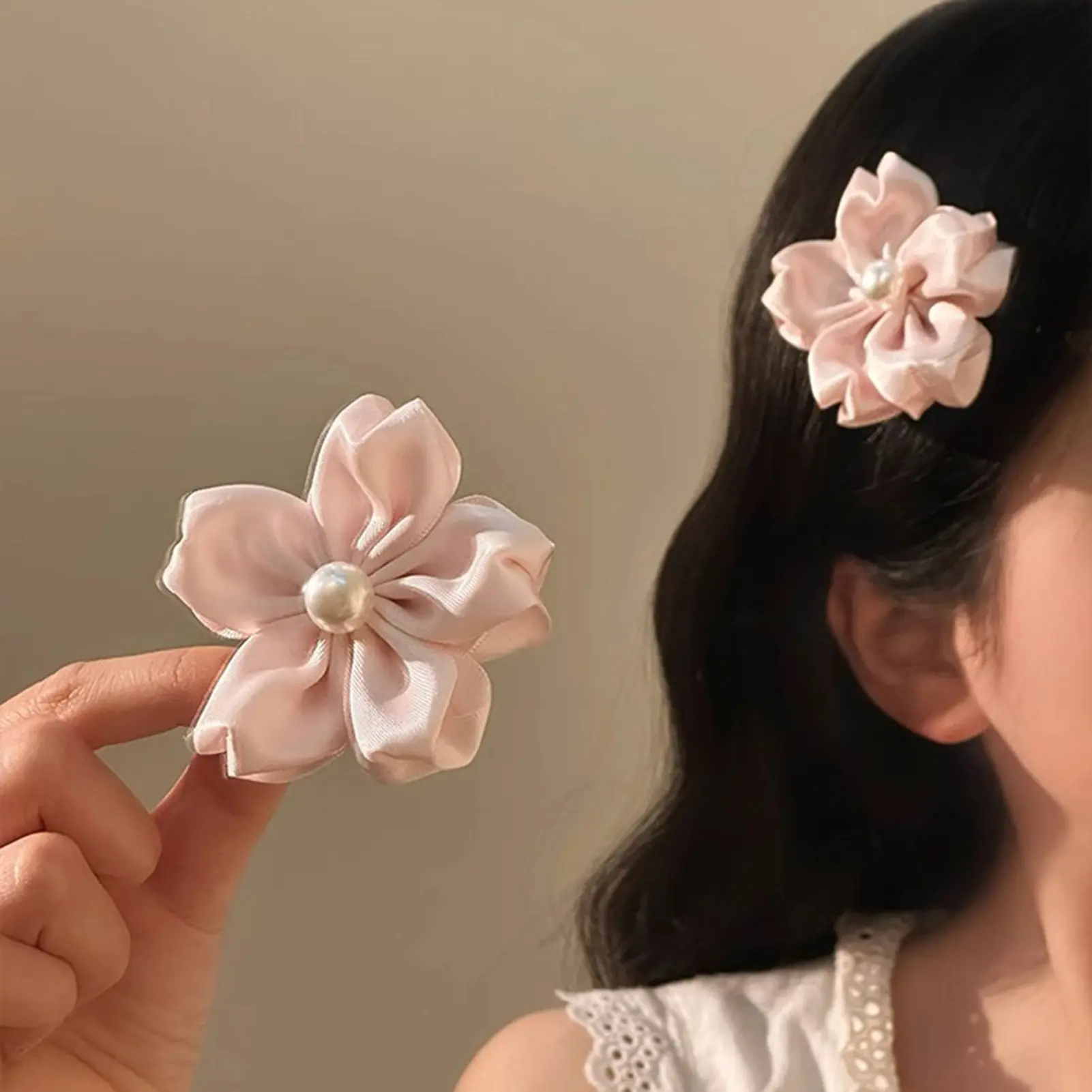 1/2/5/10pcs Flower Hair Clip Sweet Gauze Sakura Hairpin For Women Girls Gentle Pink Hair Clip Korean Style Hair Accessories 8cm