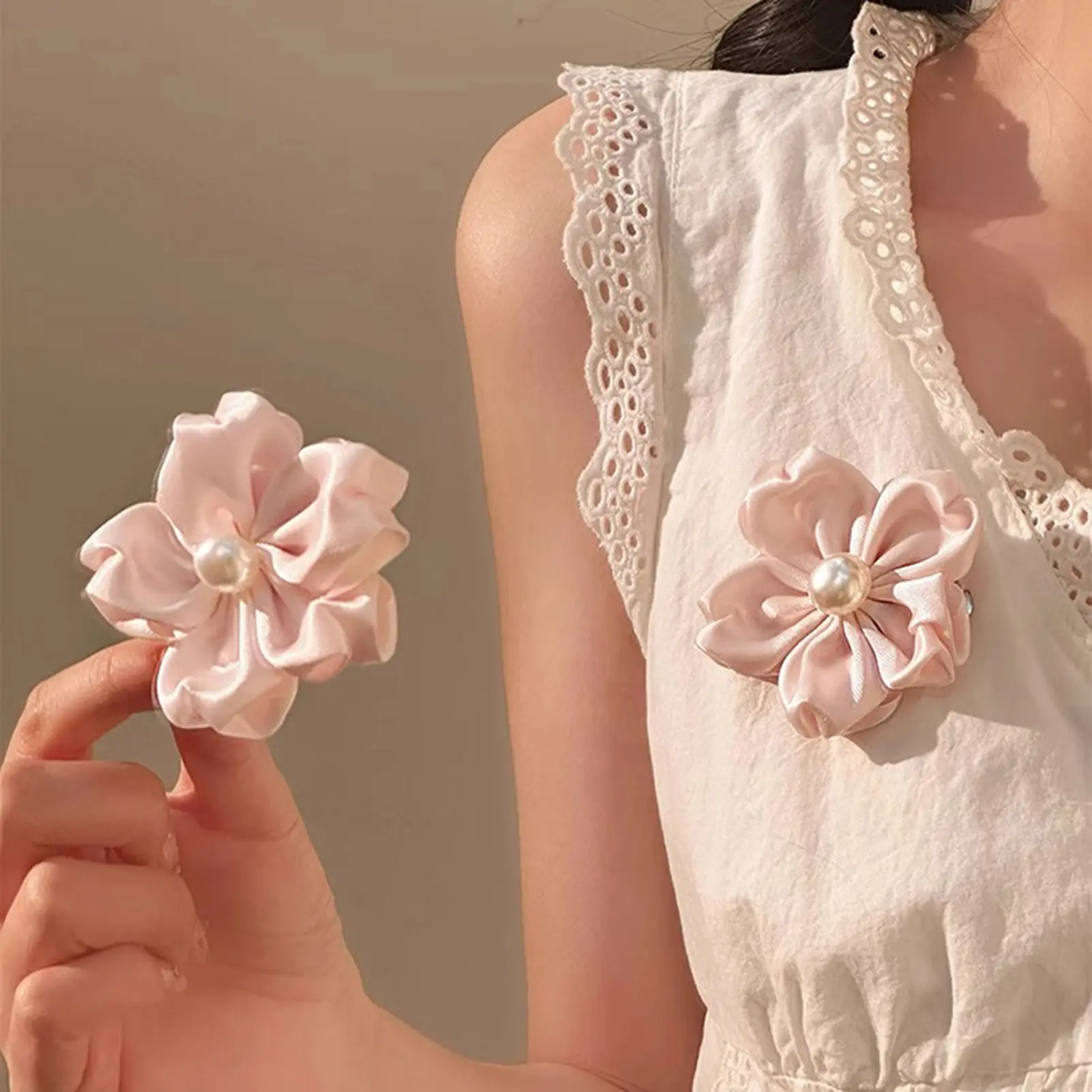 1/2/5/10pcs Flower Hair Clip Sweet Gauze Sakura Hairpin For Women Girls Gentle Pink Hair Clip Korean Style Hair Accessories 8cm