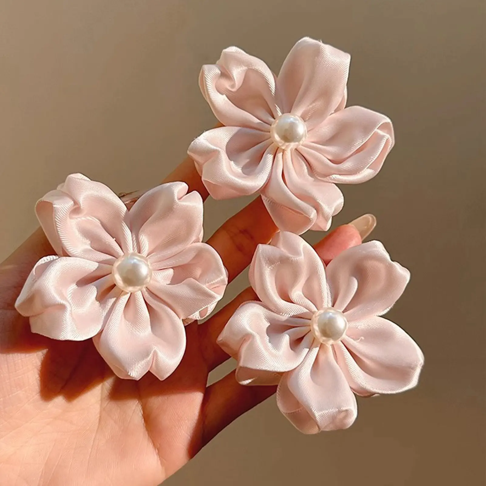1/2/5/10pcs Flower Hair Clip Sweet Gauze Sakura Hairpin For Women Girls Gentle Pink Hair Clip Korean Style Hair Accessories 8cm