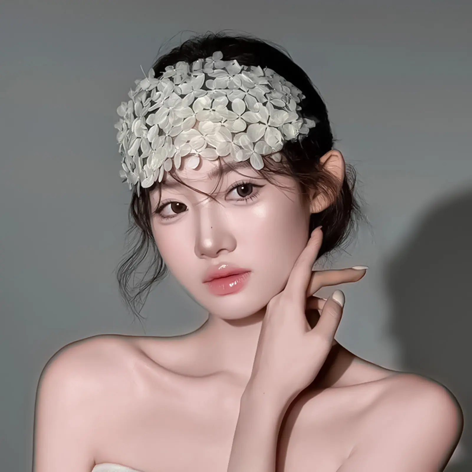 French Retro Headband For Girls Handmade White Petal Headband Elegant Flower Wedding Hair Crown Women's Trendy Hair Accessories