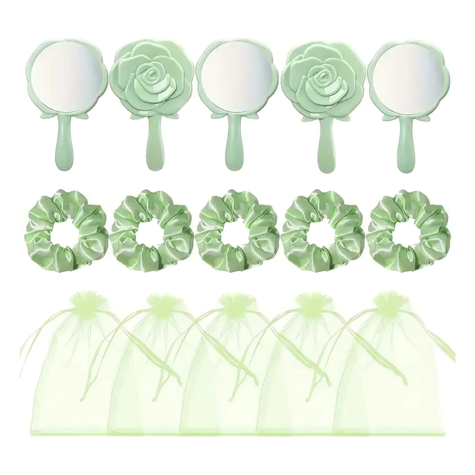 15pcs Handheld Makeup Mirror Portable Cosmetic Mirror Set For Shopping Travel Party Creative Rose Shape Handheld Makeup Mirror