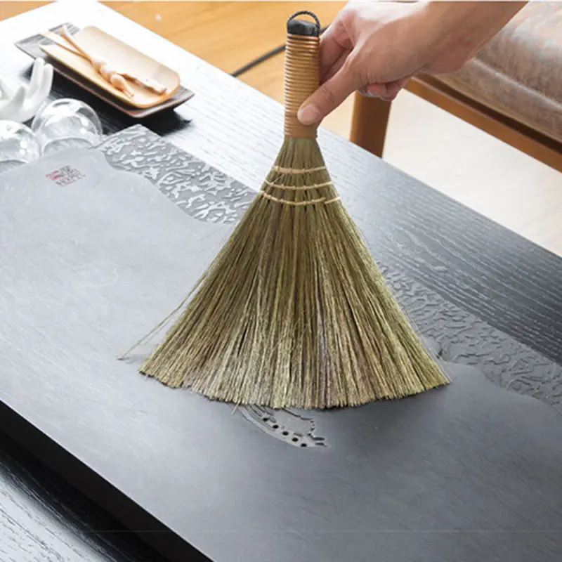 Japanese Handheld Broom Handmade Soft Bristled Short Handled Broom For Cabinets Desktop Windowsill Car Windows Cleaning 1pc