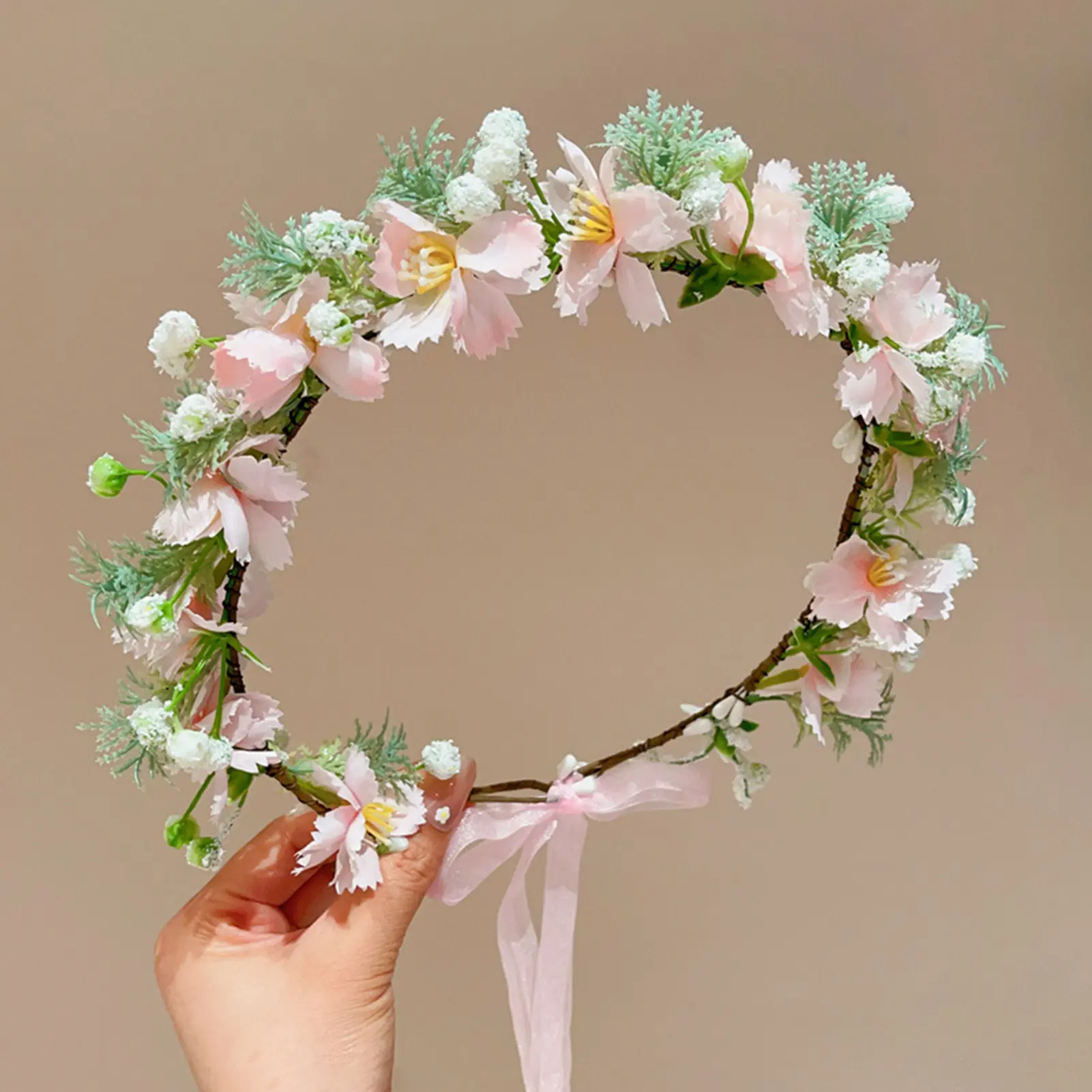 Bohemian Style Flower Crown For Women Summer Beach Travel Handmade Flower Headband Hawaii Forest Series Floral Hair Accessories