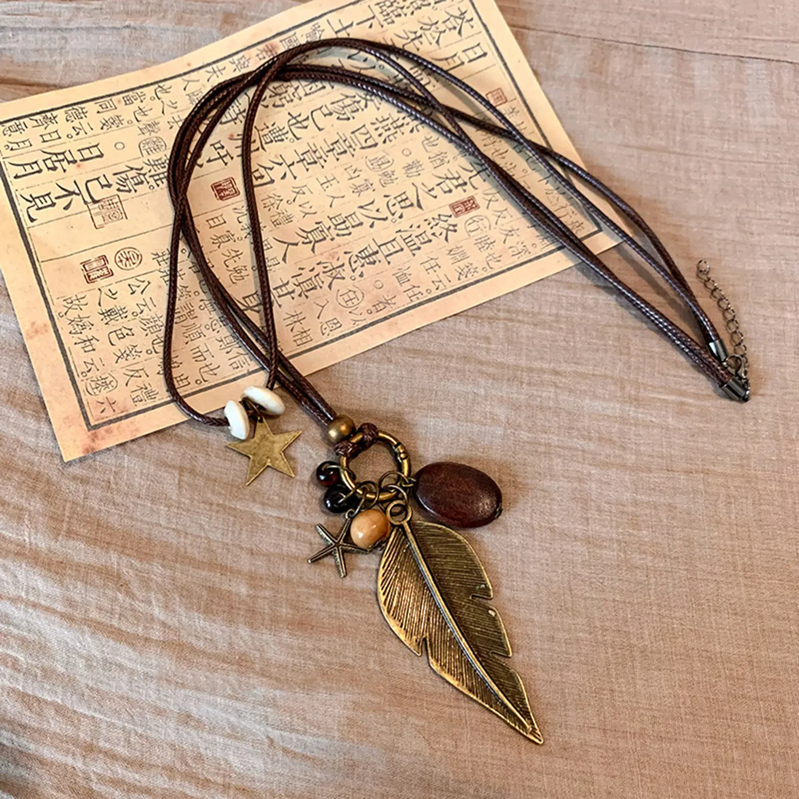 Ethnic Style Pendant Necklace Vintage Chinese Buddhist Mood Element Neck Chain Strap Skirt Neck Decoration Girls Clavicle Chain