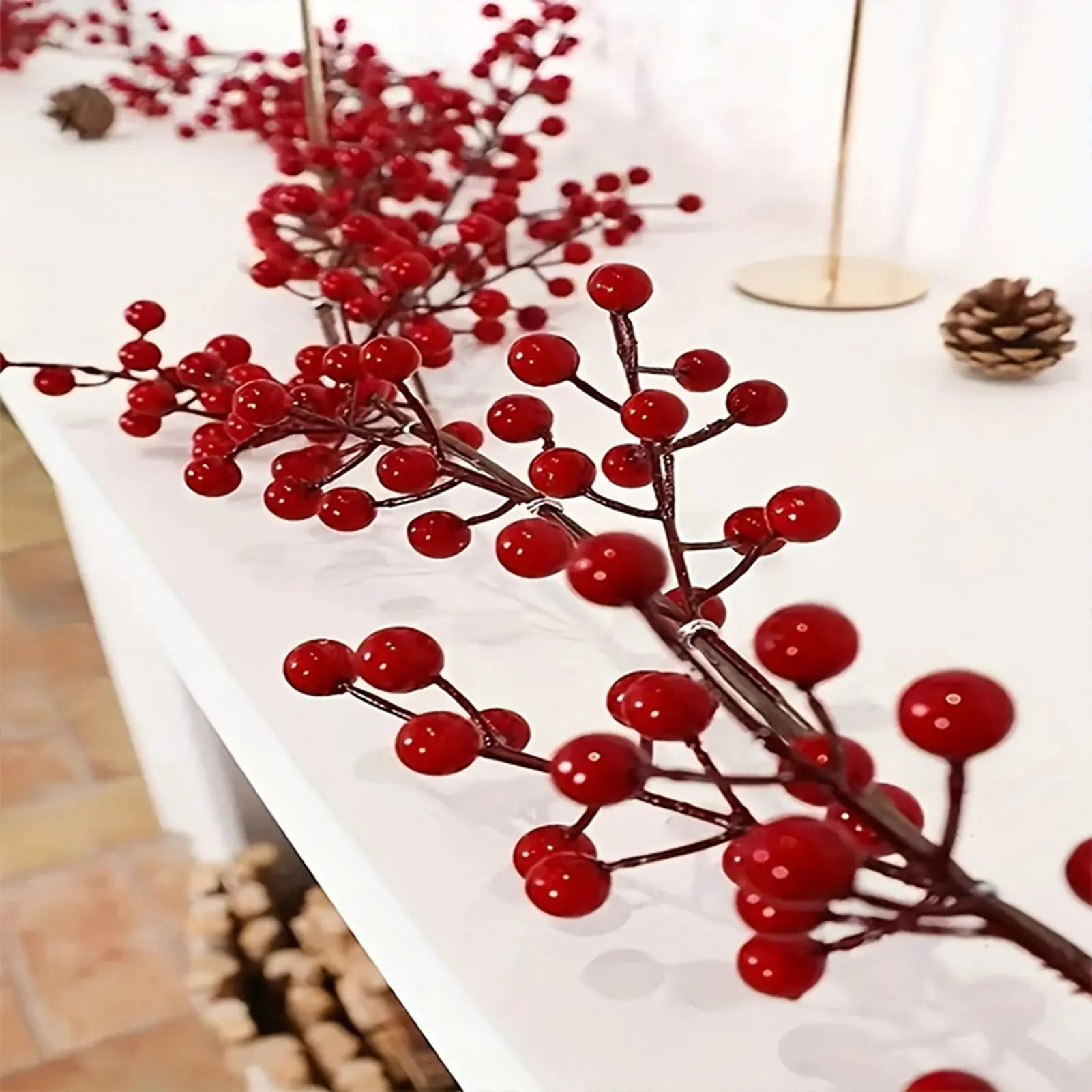 1.7m Red Berry Vine Artificial Simulated Plant Vine Garden Courtyard Door Fireplace Decor Vine Christmas Thanksgiving Decoration