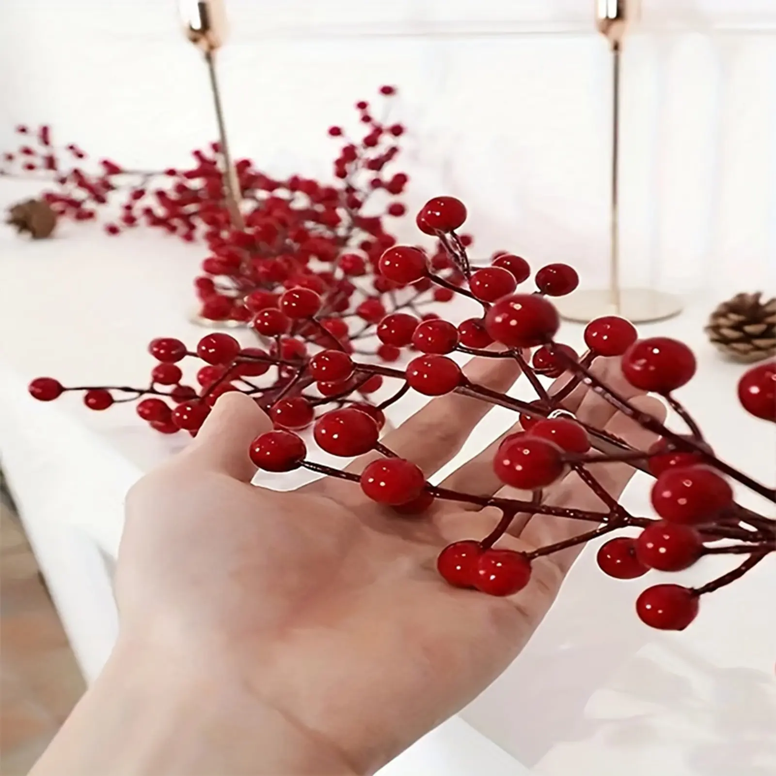 1.7m Red Berry Vine Artificial Simulated Plant Vine Garden Courtyard Door Fireplace Decor Vine Christmas Thanksgiving Decoration