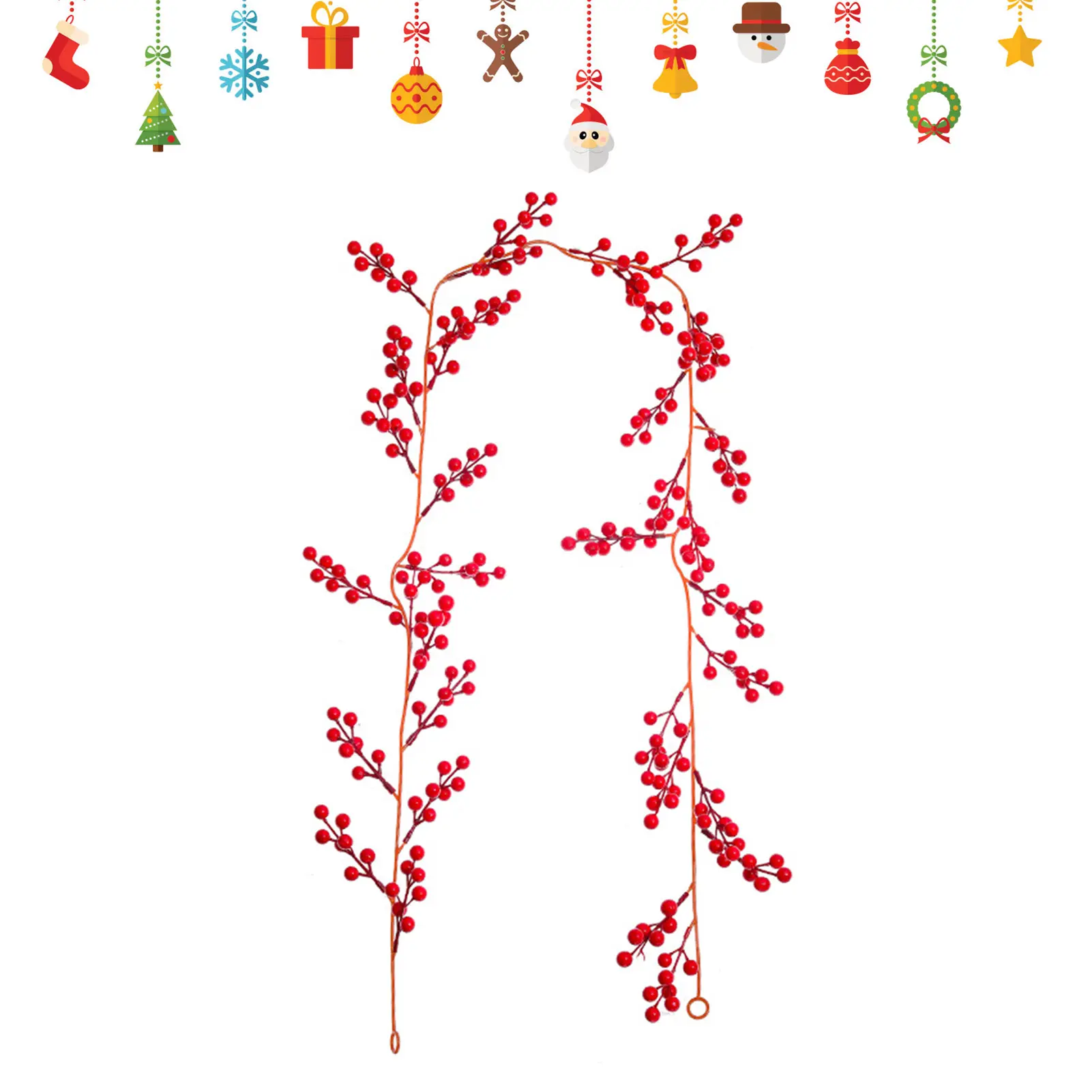 1.7m Red Berry Vine Artificial Simulated Plant Vine Garden Courtyard Door Fireplace Decor Vine Christmas Thanksgiving Decoration