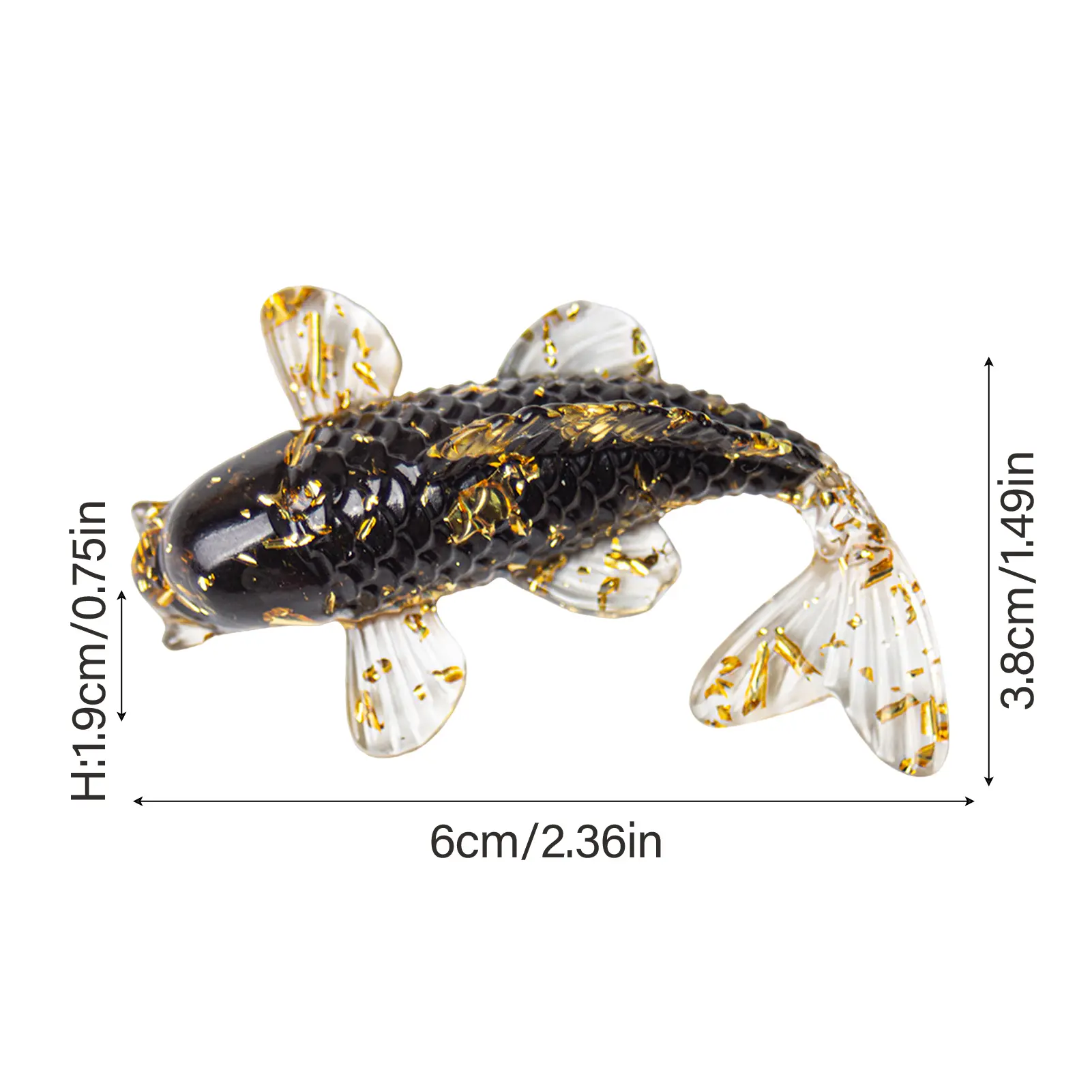 6cm Koi Ornaments Handmade Crystal Drip Glue Koi Decoration For Car Office Table Cabinet Tea Table Teapoy Creative Fish Ornament