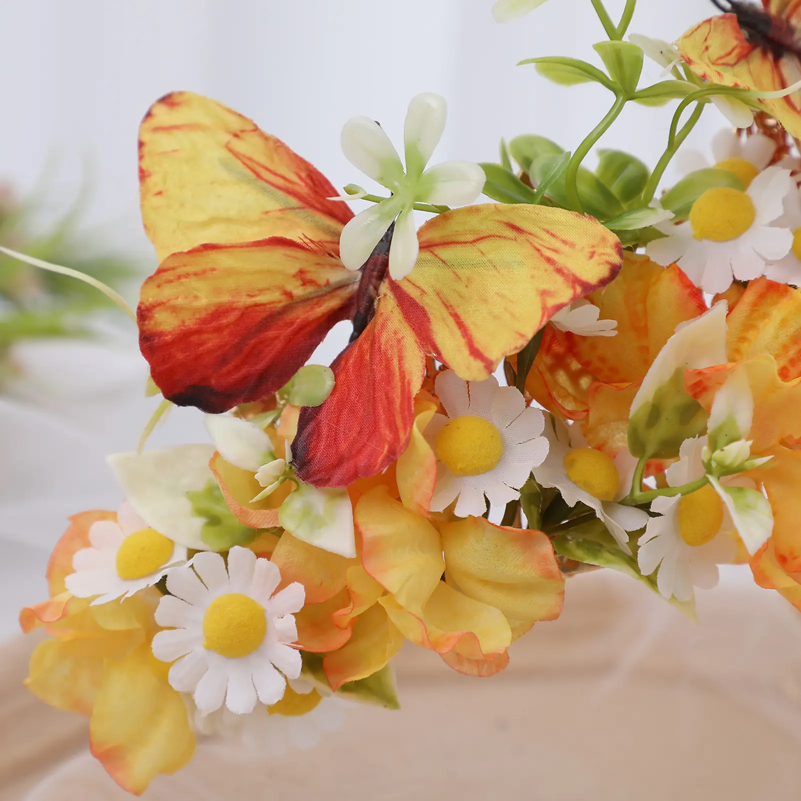 Sweety Romantic Flower Crown For Women Chinese Flower Arrangement Gauze Flower Crown Creative Innovate Floral Hair Accessories