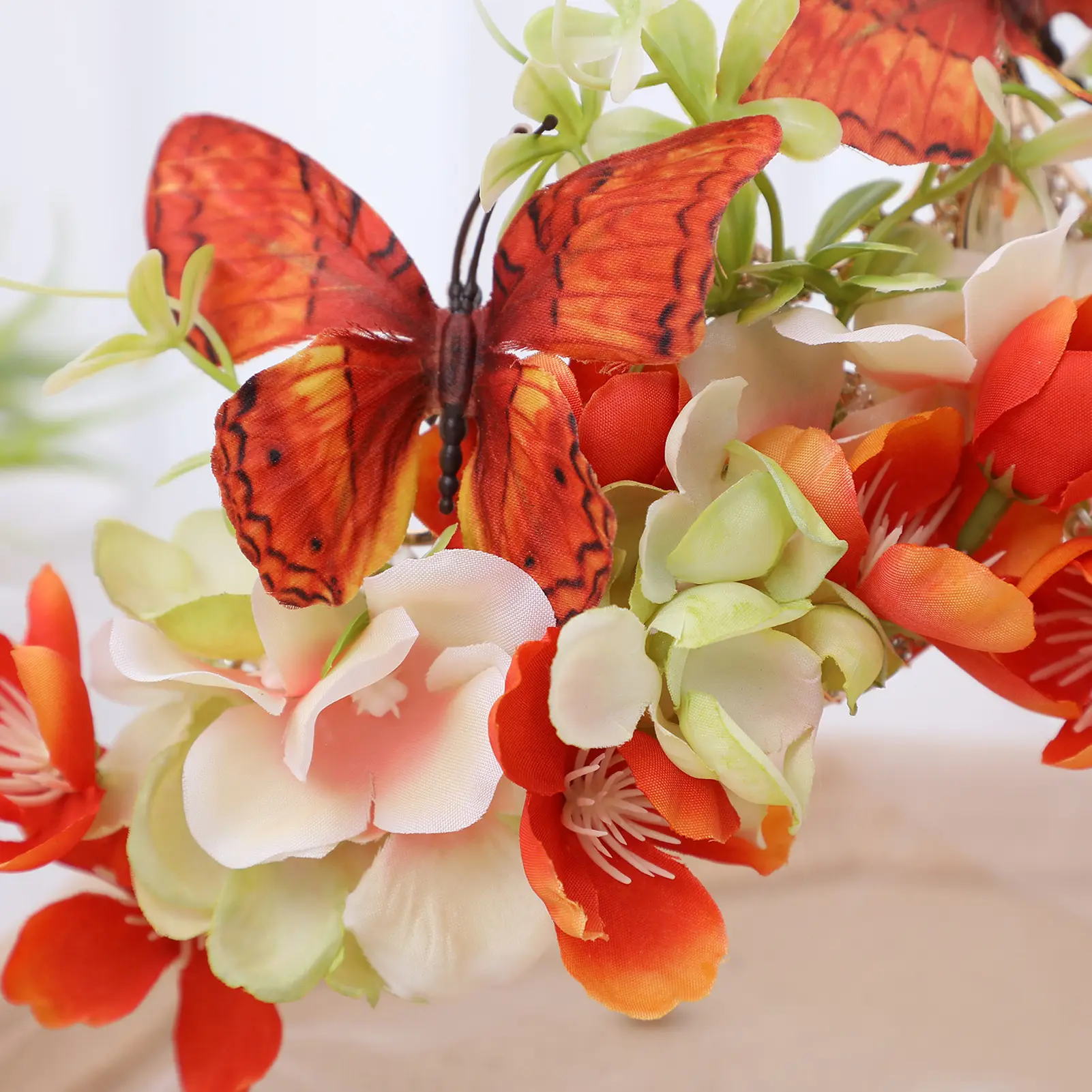 Sweety Romantic Flower Crown For Women Chinese Flower Arrangement Gauze Flower Crown Creative Innovate Floral Hair Accessories