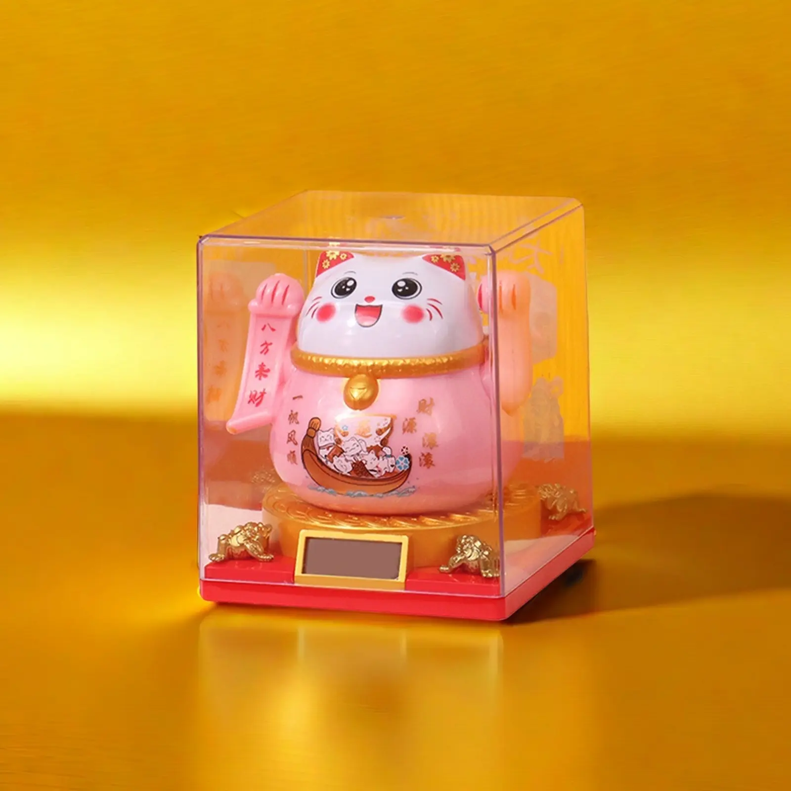 Solar Powered Cat Ornament Automatic Hand Waving Fortune Cat Ornament For Counter Car Living Room Home Decoration Ornaments 1pc