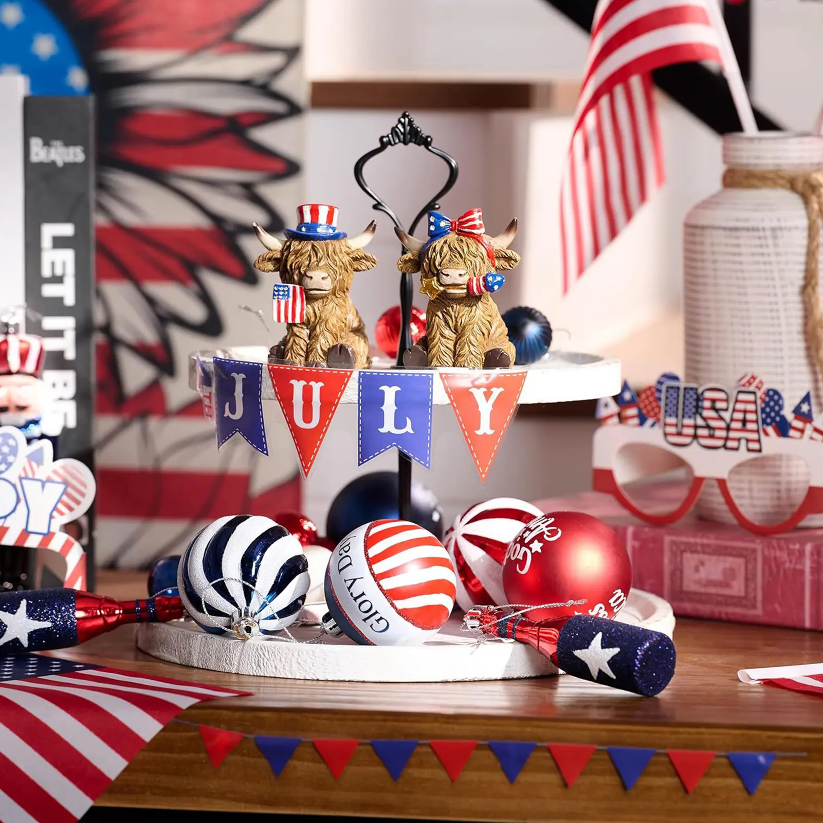 Independence Day Decoration Ornament Cute Resin Yak Sculpture For Desk Cabinet Teapoy Fireplace Car Home Decoration Props 11cm
