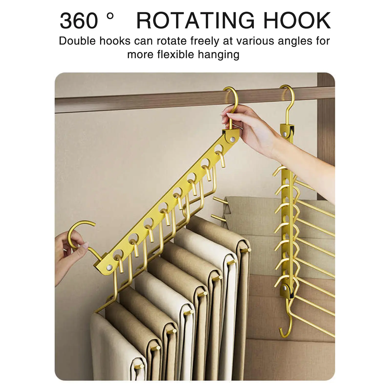 Foldable 9 Holes Clothes Hanger Space Saving Wardrobe Organizer Hook For Clothes Pants Scarves Bags Wardrobe Storage Rack