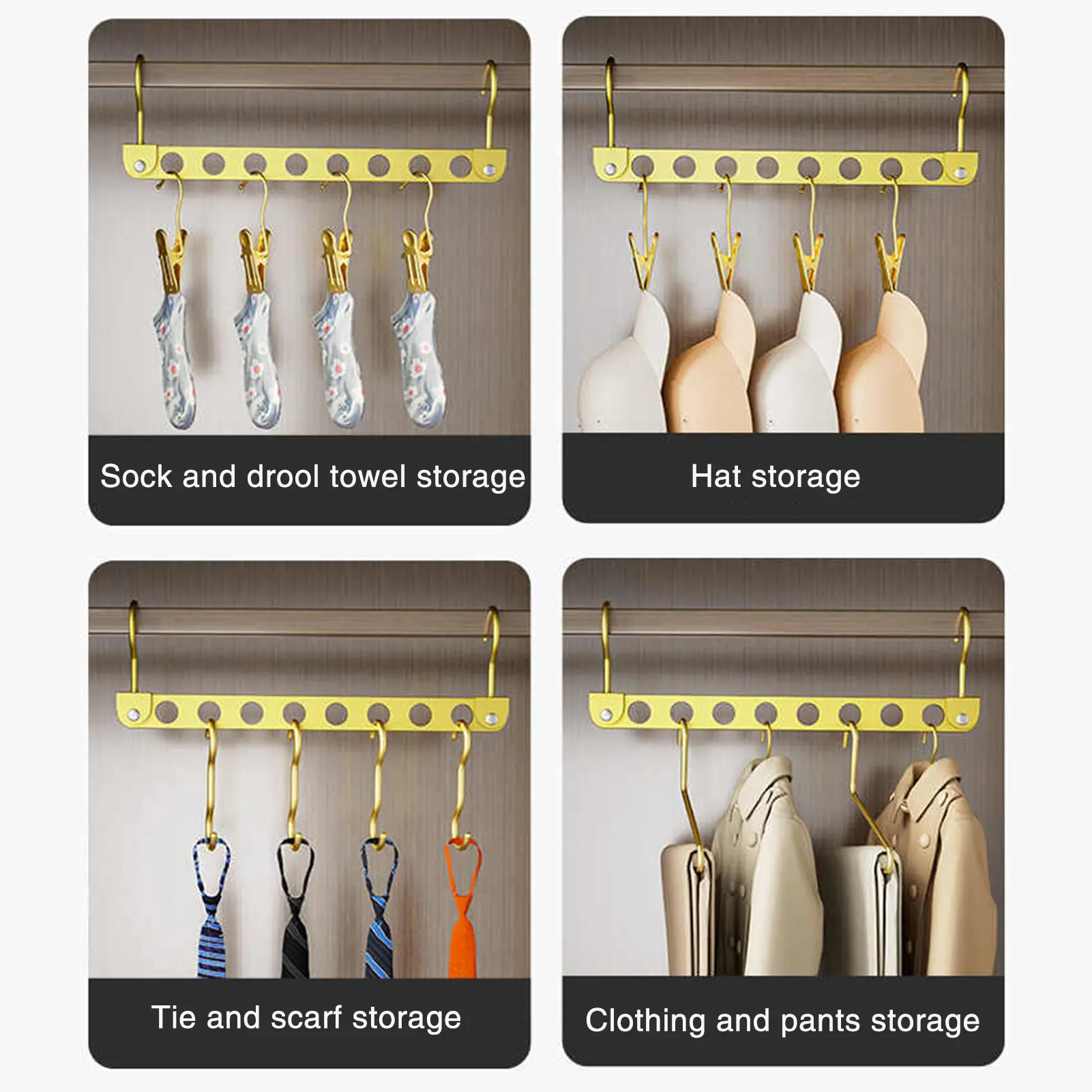 Foldable 9 Holes Clothes Hanger Space Saving Wardrobe Organizer Hook For Clothes Pants Scarves Bags Wardrobe Storage Rack