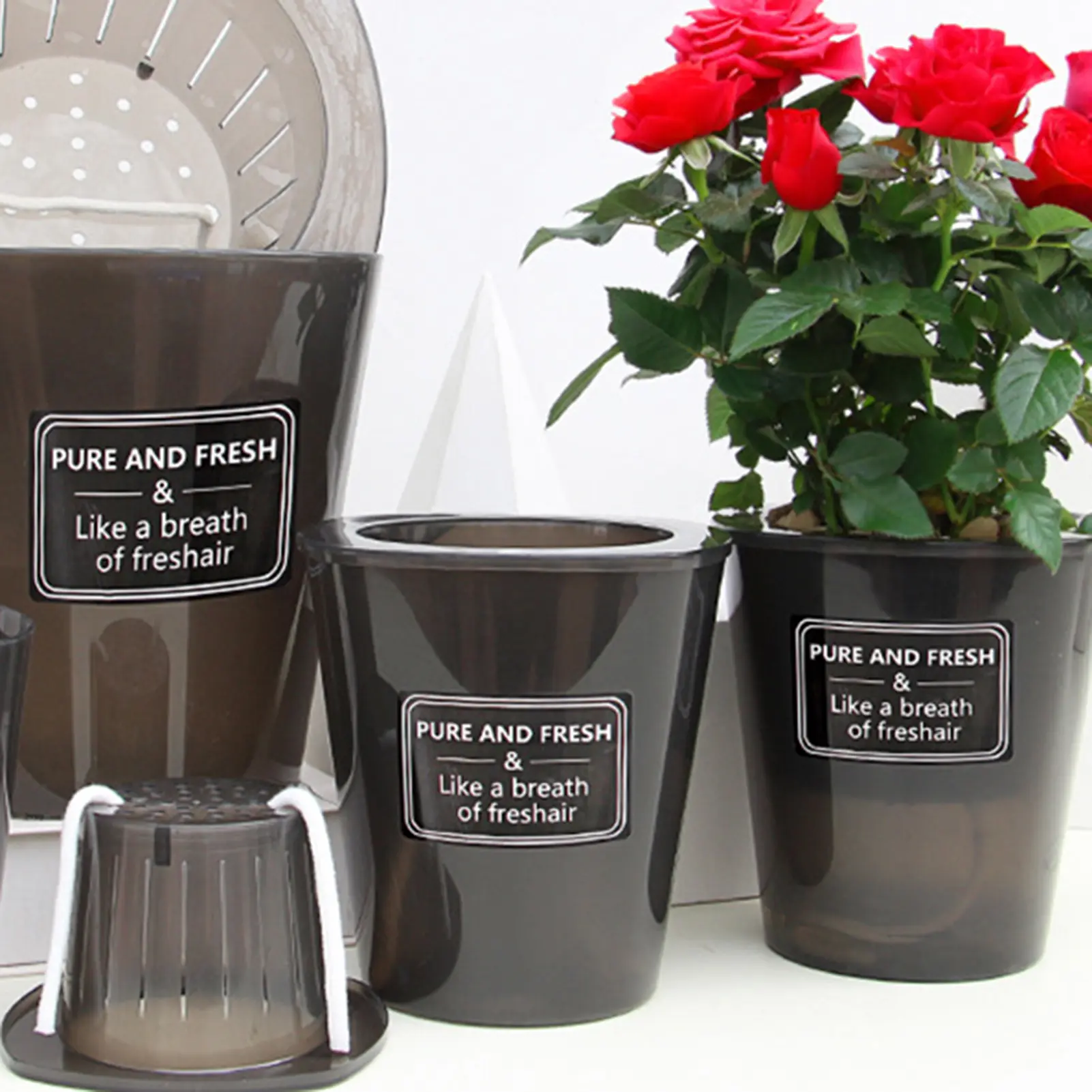 Nordic Style Self-priming Flowerpot Lazy Flowerpot For Rose Rose Succulent Plant Thickened Water Level Visible Plastic Flowerpot