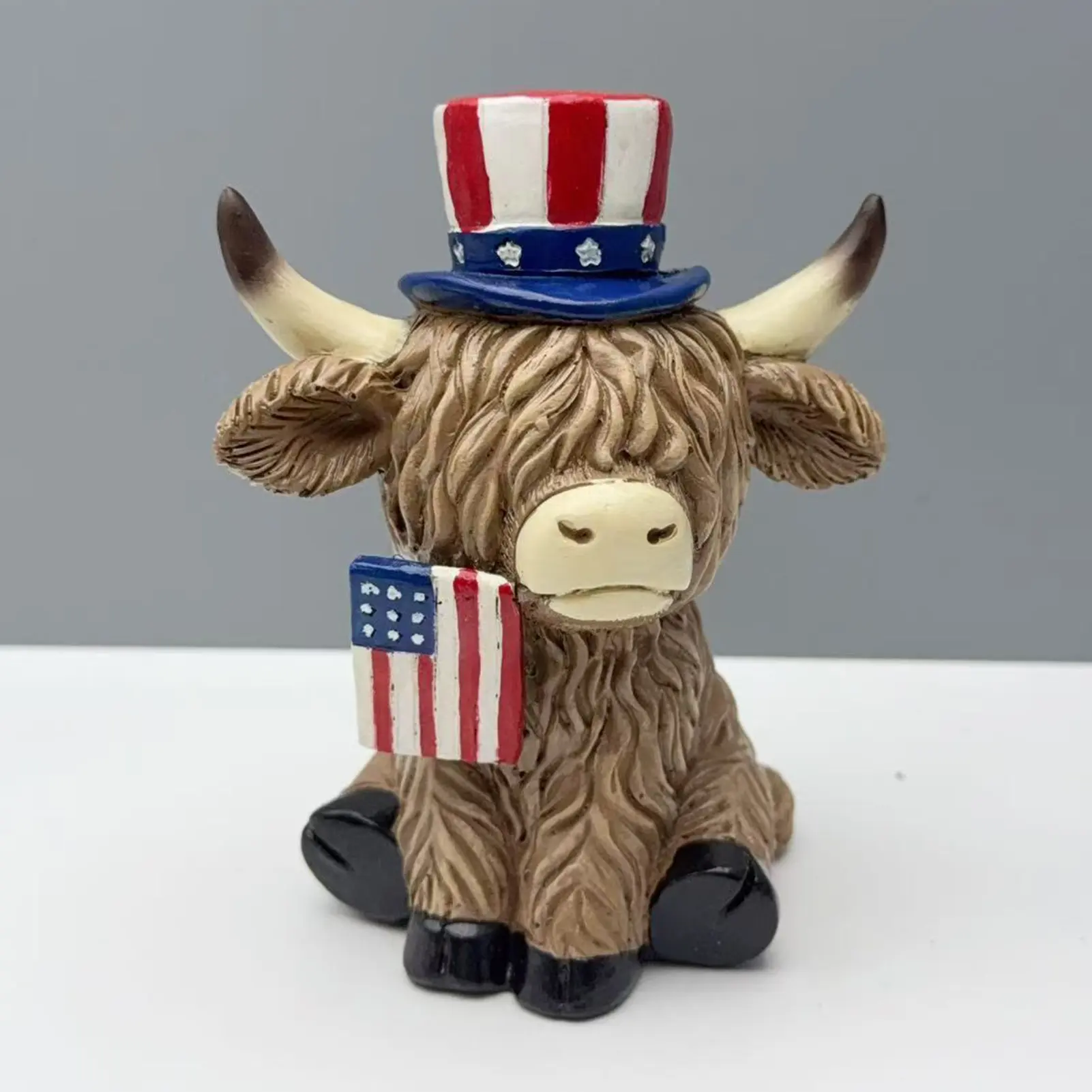 Independence Day Decoration Ornament Cute Resin Yak Sculpture For Desk Cabinet Teapoy Fireplace Car Home Decoration Props 11cm