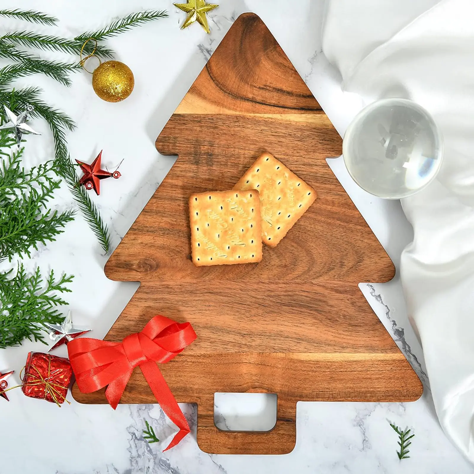 Cartoon Wooden Cutting Board Christmas Tree Shaped Chopping Block For Fruit Meat Vegetables Christmas Decor Kitchen Accessories