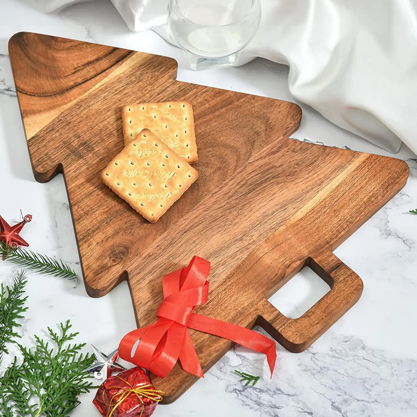 Cartoon Wooden Cutting Board Christmas Tree Shaped Chopping Block For Fruit Meat Vegetables Christmas Decor Kitchen Accessories