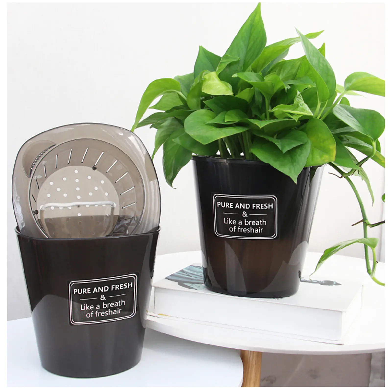 Nordic Style Self-priming Flowerpot Lazy Flowerpot For Rose Rose Succulent Plant Thickened Water Level Visible Plastic Flowerpot