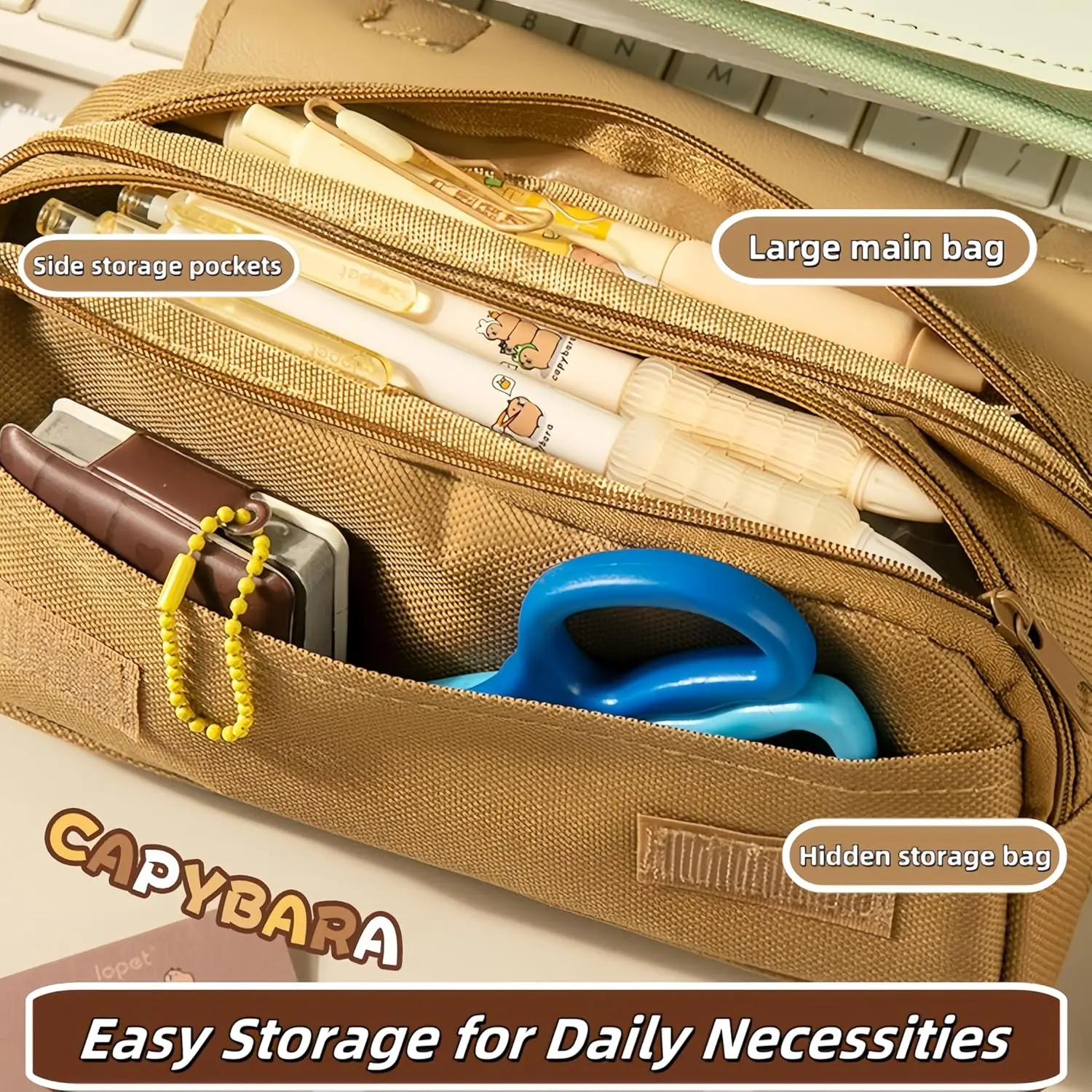 2025 New INS Capybara Pencil Case Large Capacity Waterproof Stationery Bag For Student Relieve Stress Squeeze Doll Pencil Case