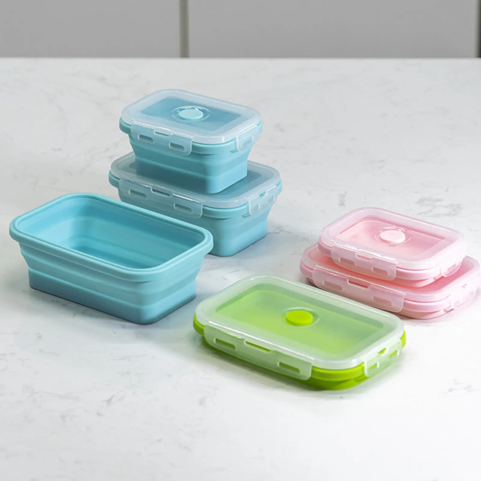 350/500/800ml Foldable Storage Box Safety Silicone Bento Box For School Picnic Office Use Large Capacity Food Organizer Crisper