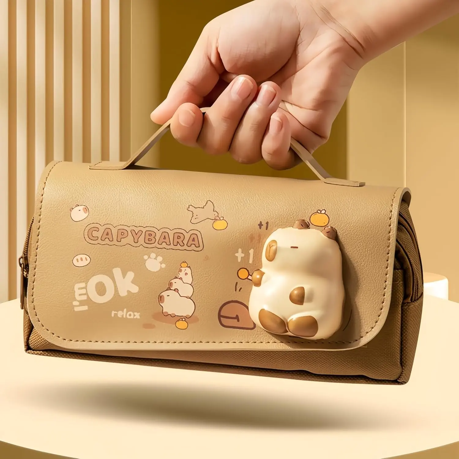 2025 New INS Capybara Pencil Case Large Capacity Waterproof Stationery Bag For Student Relieve Stress Squeeze Doll Pencil Case