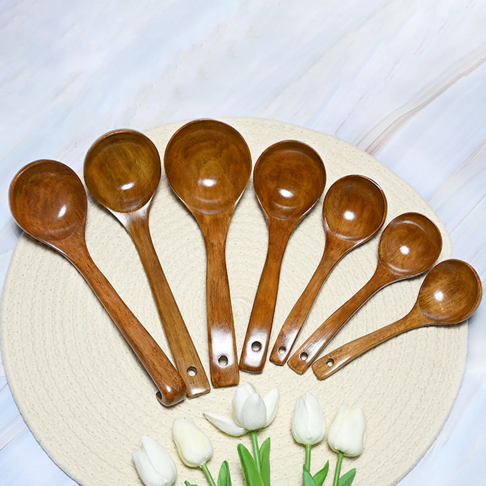 Long Handled Wooden Spoon Multi Sized Wooden Spoon For Drinking Soup Serving Dishes Practical Kitchen Cooking Kitchenwares 1pc