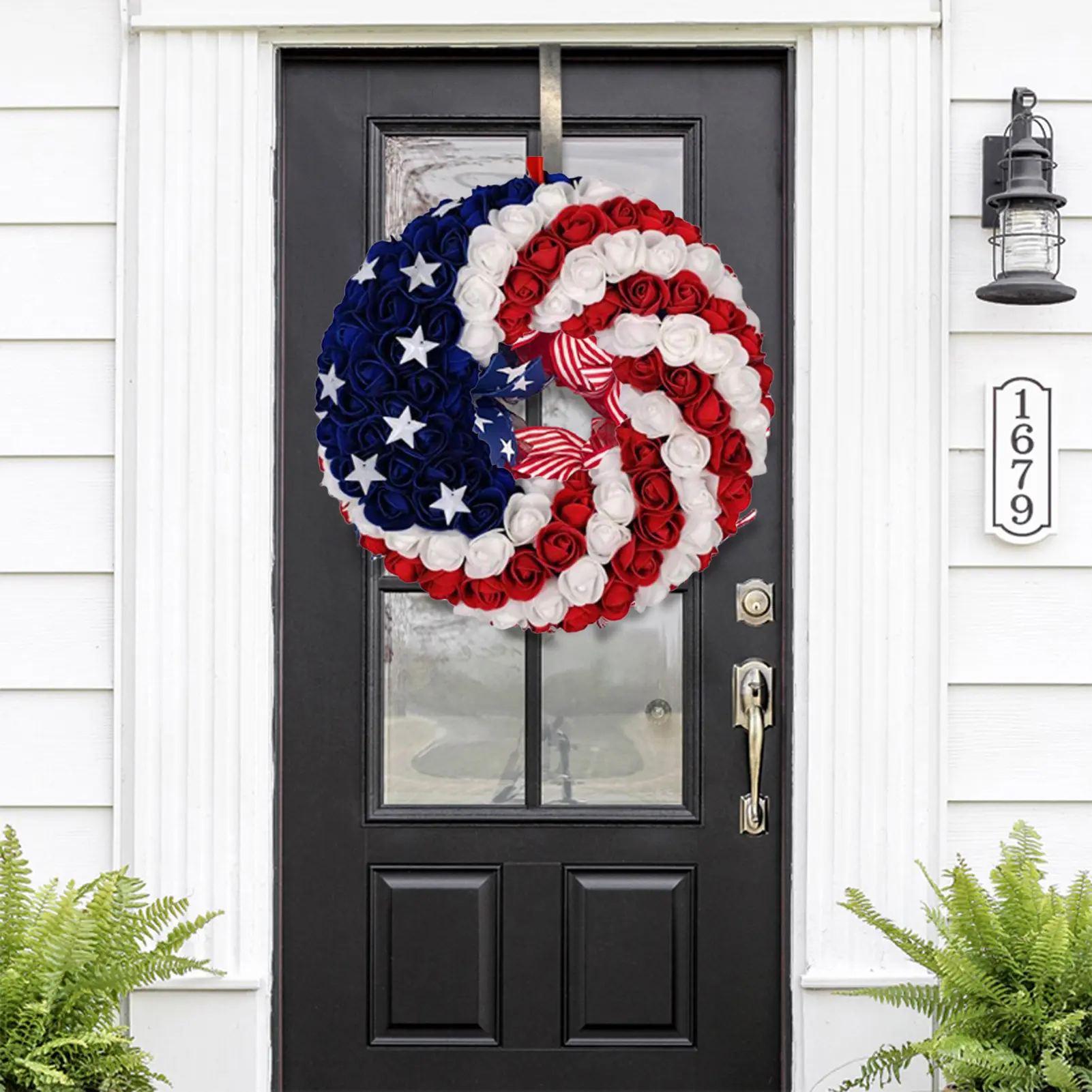 D30cm Independence Day Wreath Door Window Corridor Garden Courtyard Gate Wall Mounted Garland 2025 Festival Party Decor Props