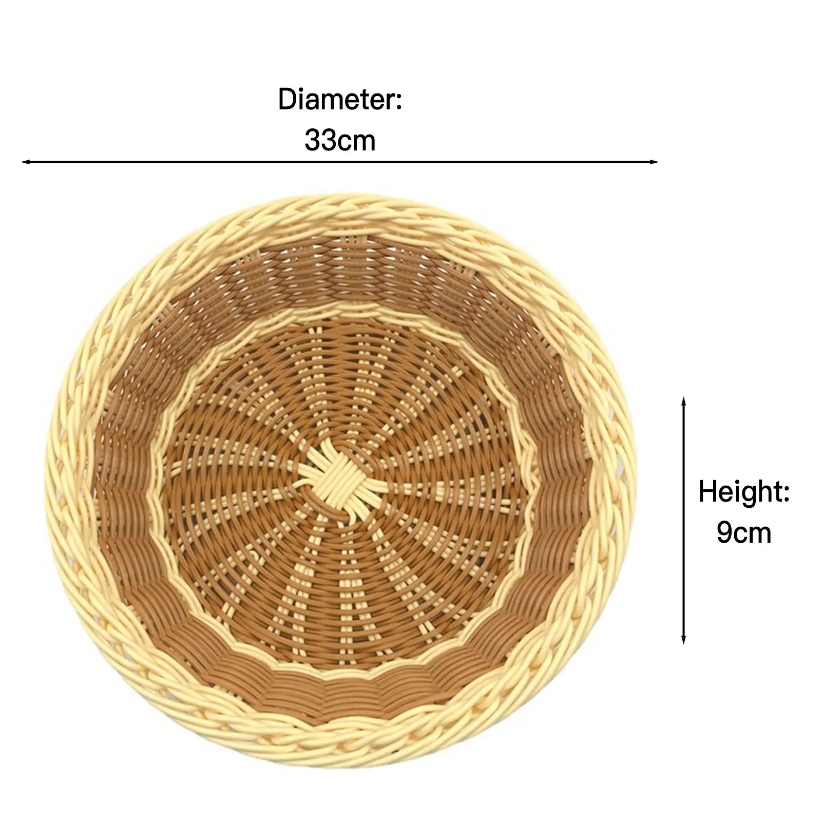 D20/25/29/33cm Bread Basket Handmade Imitation Rattan Plastic Storage Basket For Bread Cookie Dessert Kitchen Storage Accessory
