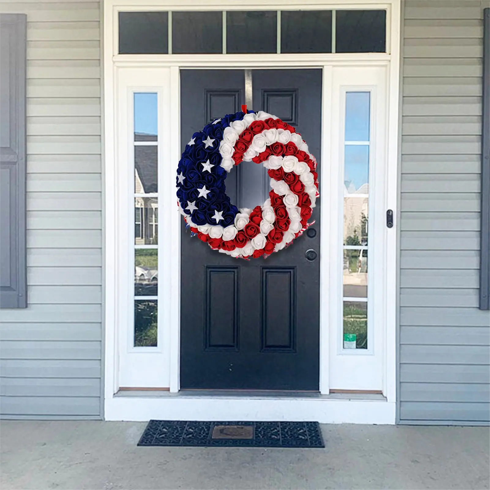 D30cm Independence Day Wreath Door Window Corridor Garden Courtyard Gate Wall Mounted Garland 2025 Festival Party Decor Props