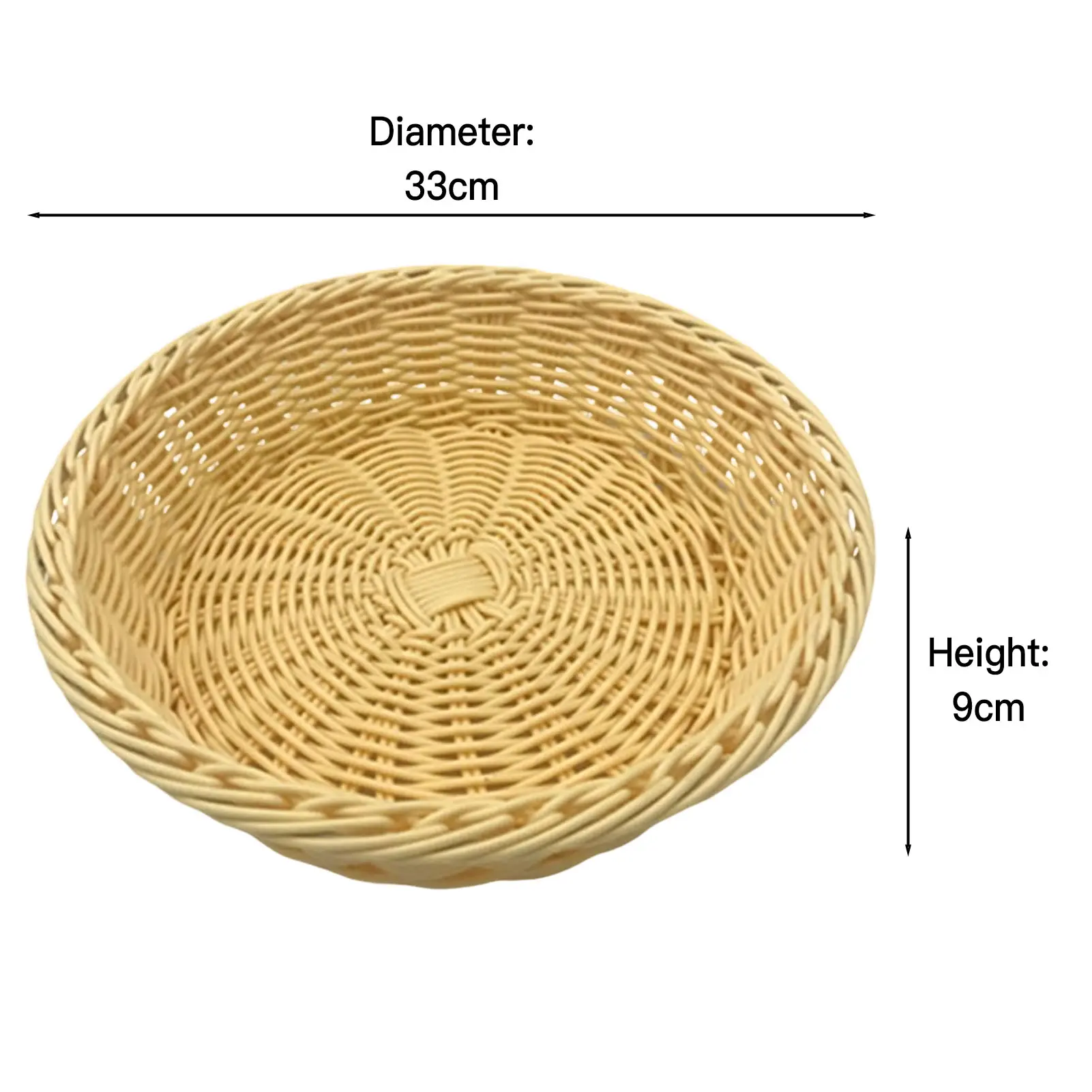 D20/25/29/33cm Bread Basket Handmade Imitation Rattan Plastic Storage Basket For Bread Cookie Dessert Kitchen Storage Accessory